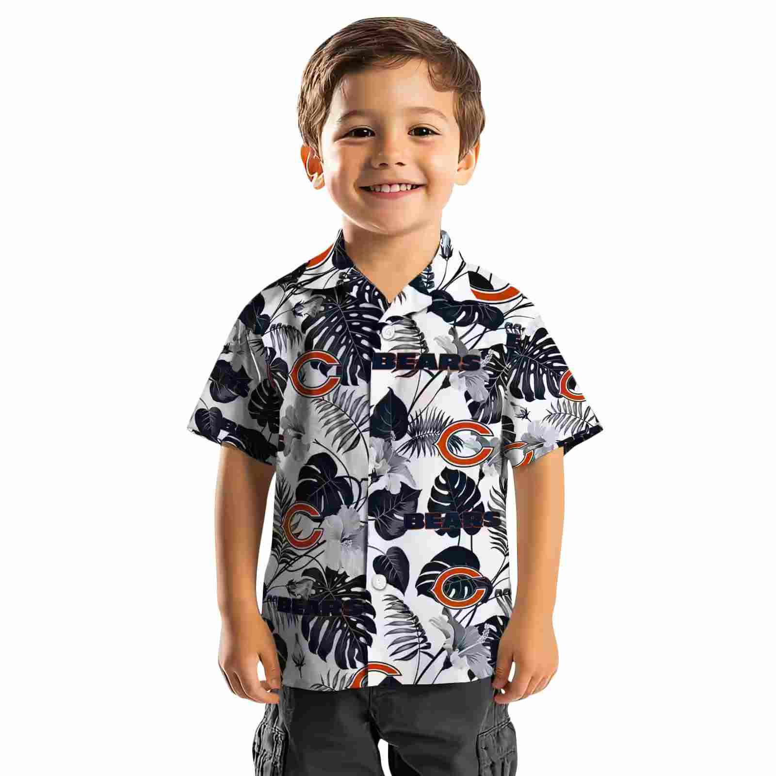 chicago bears tropical plants blue white hawaiian shirt top rated