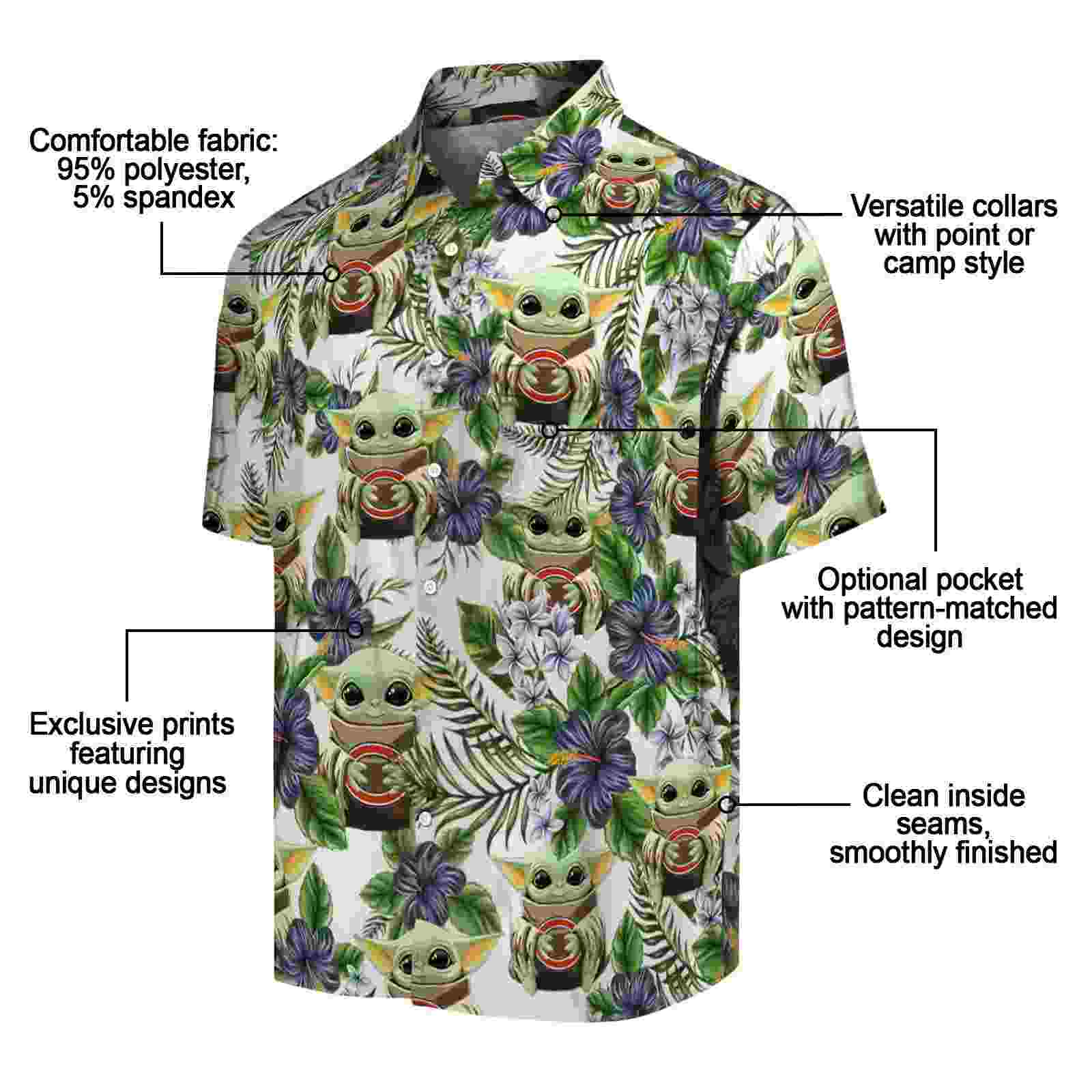 chicago bears tropical yoda green hawaiian shirt new arrival