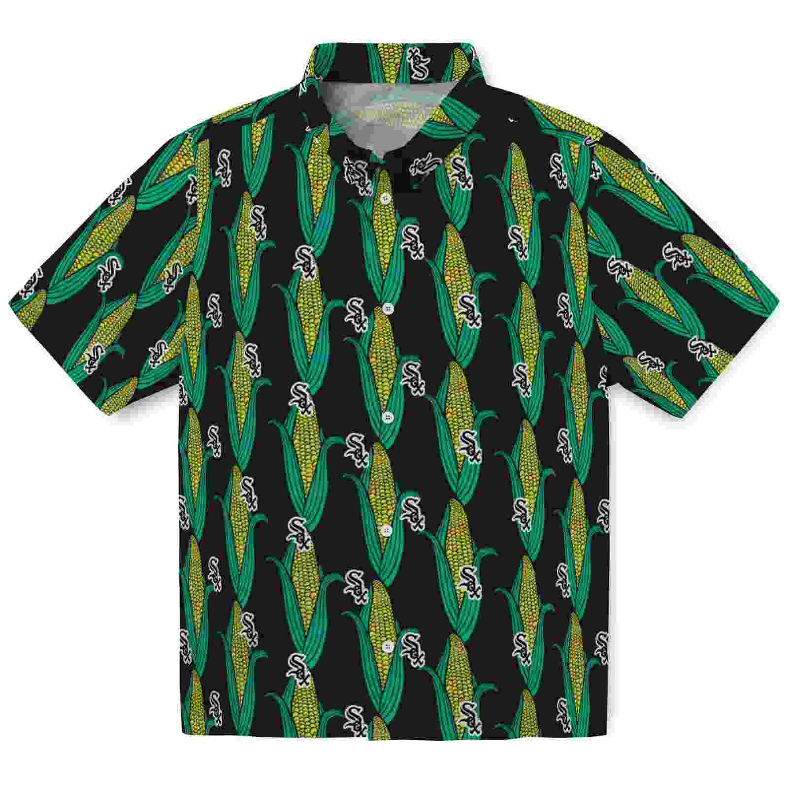 Chicago White Sox Corn Motifs Black Green Hawaiian Shirt