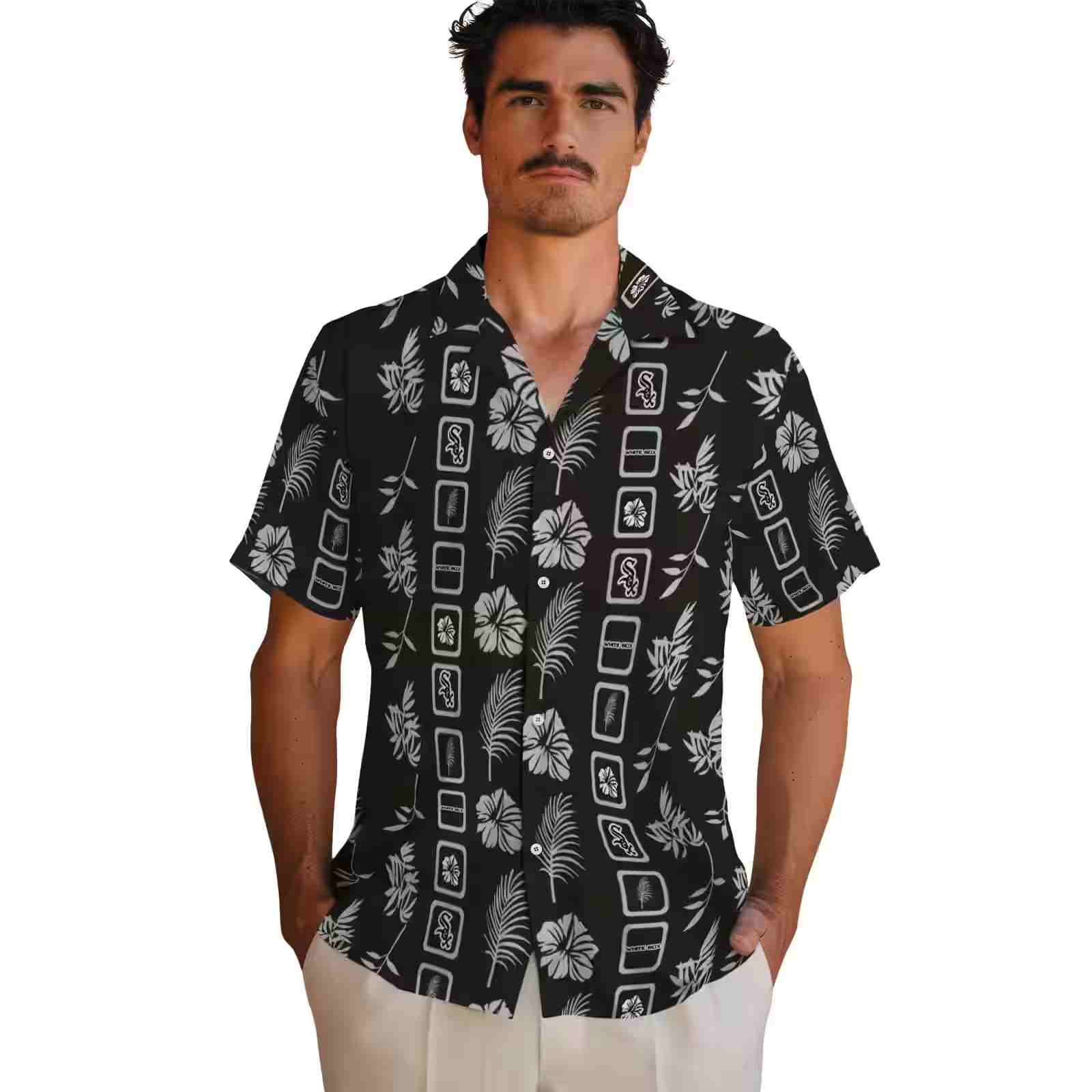 chicago white sox framed floral black hawaiian shirt fashion forward