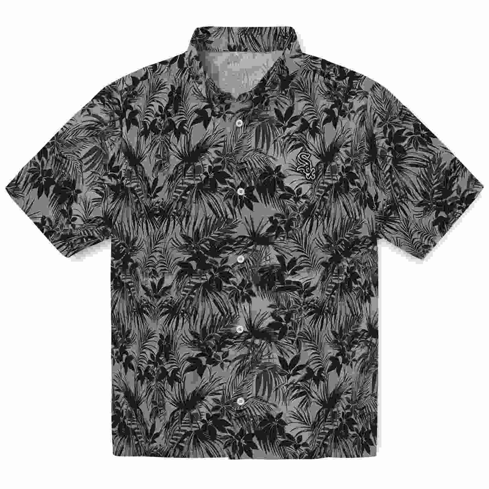 Chicago White Sox Leafy Pattern Black Hawaiian Shirt