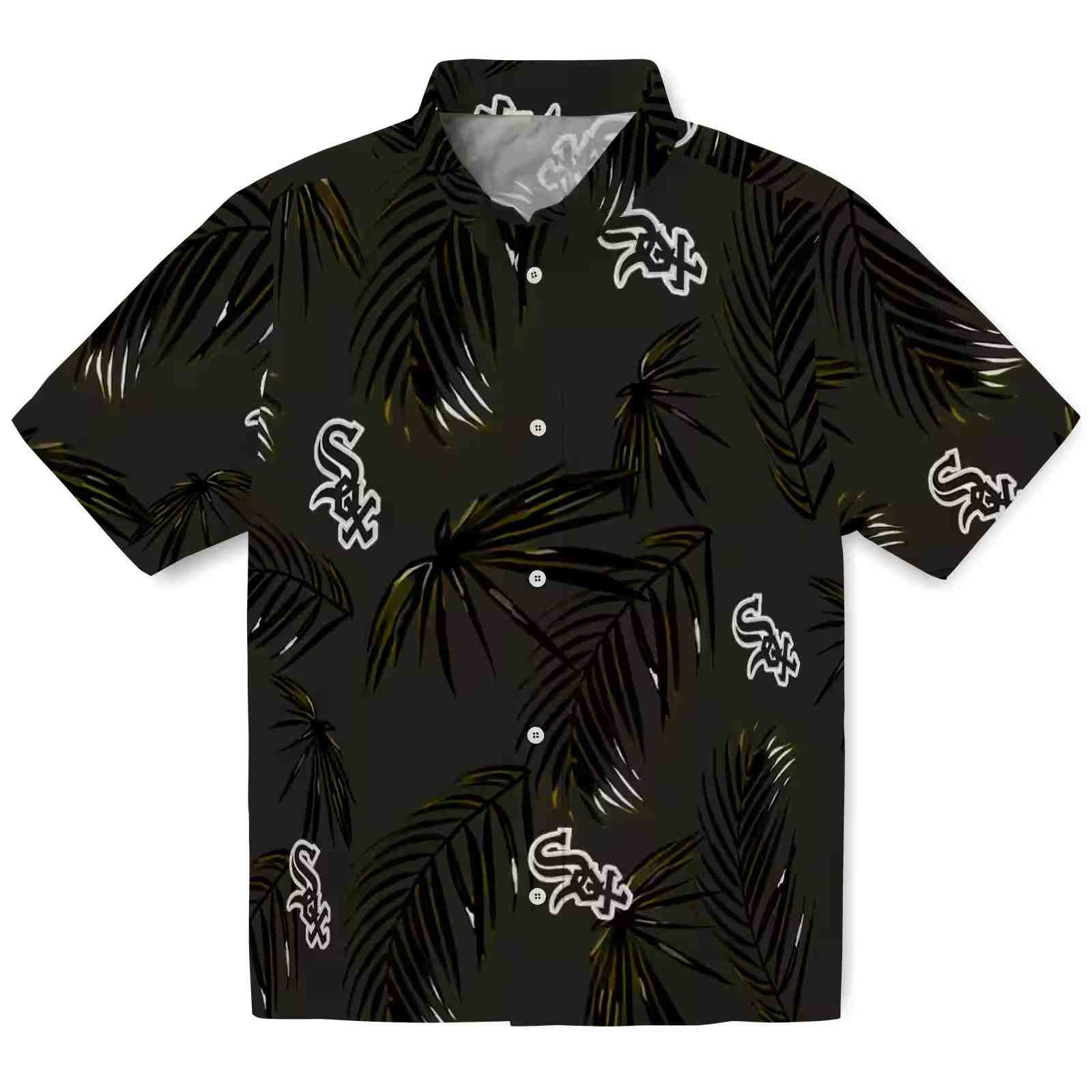 Chicago White Sox Palm Leaf Black Hawaiian Shirt