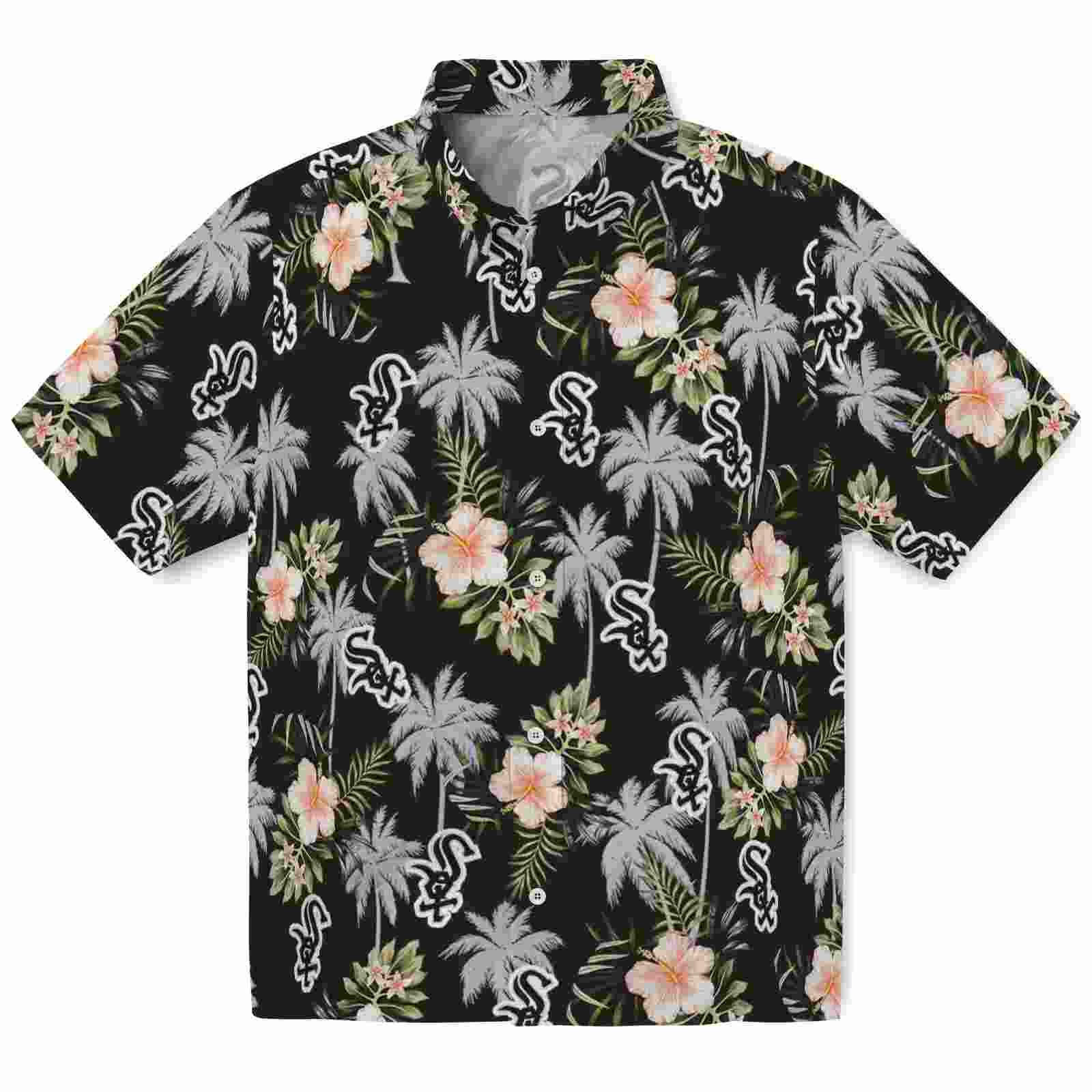 Chicago White Sox Palm Tree Flower Black Hawaiian Shirt