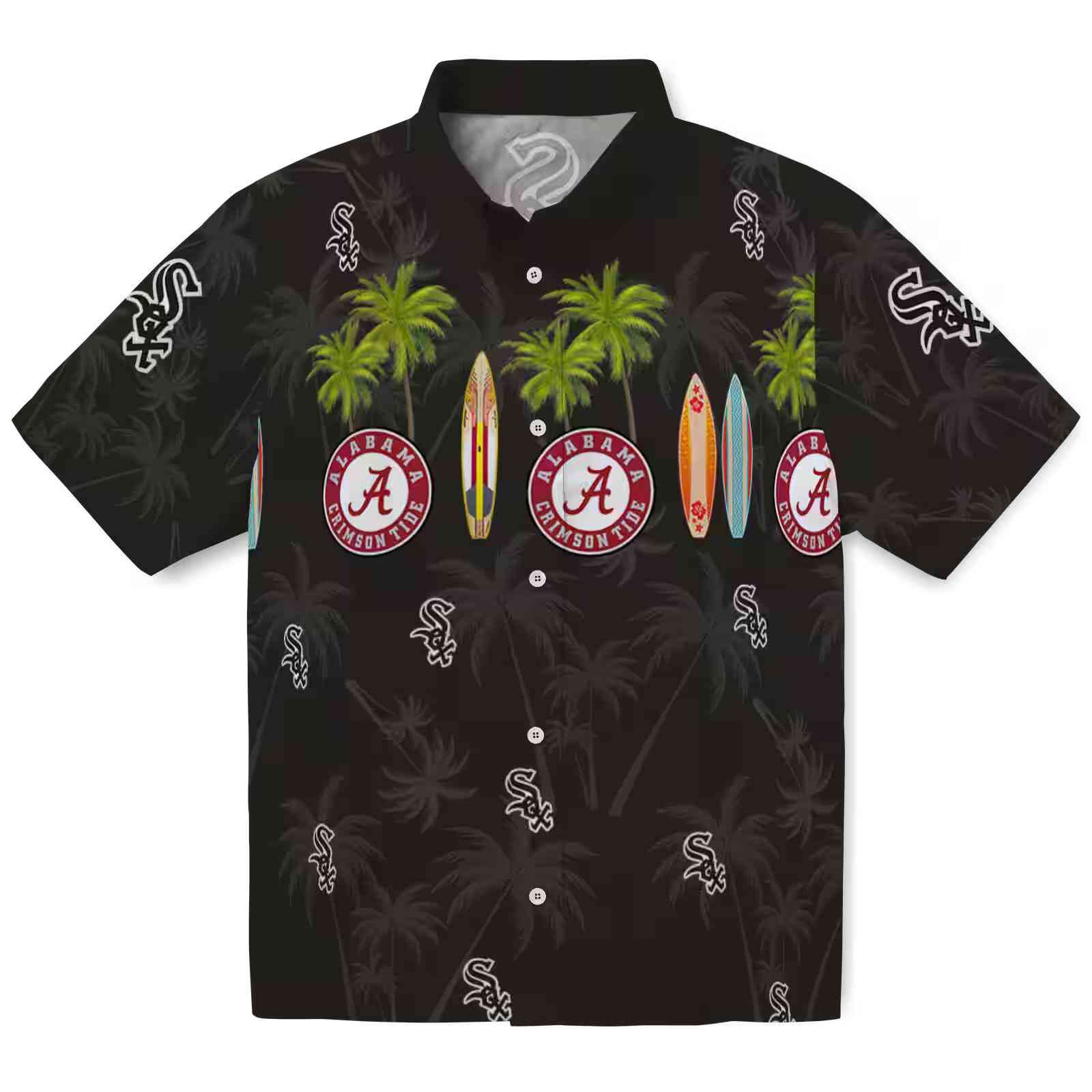 Chicago White Sox Surfboard Palm Black Hawaiian Shirt