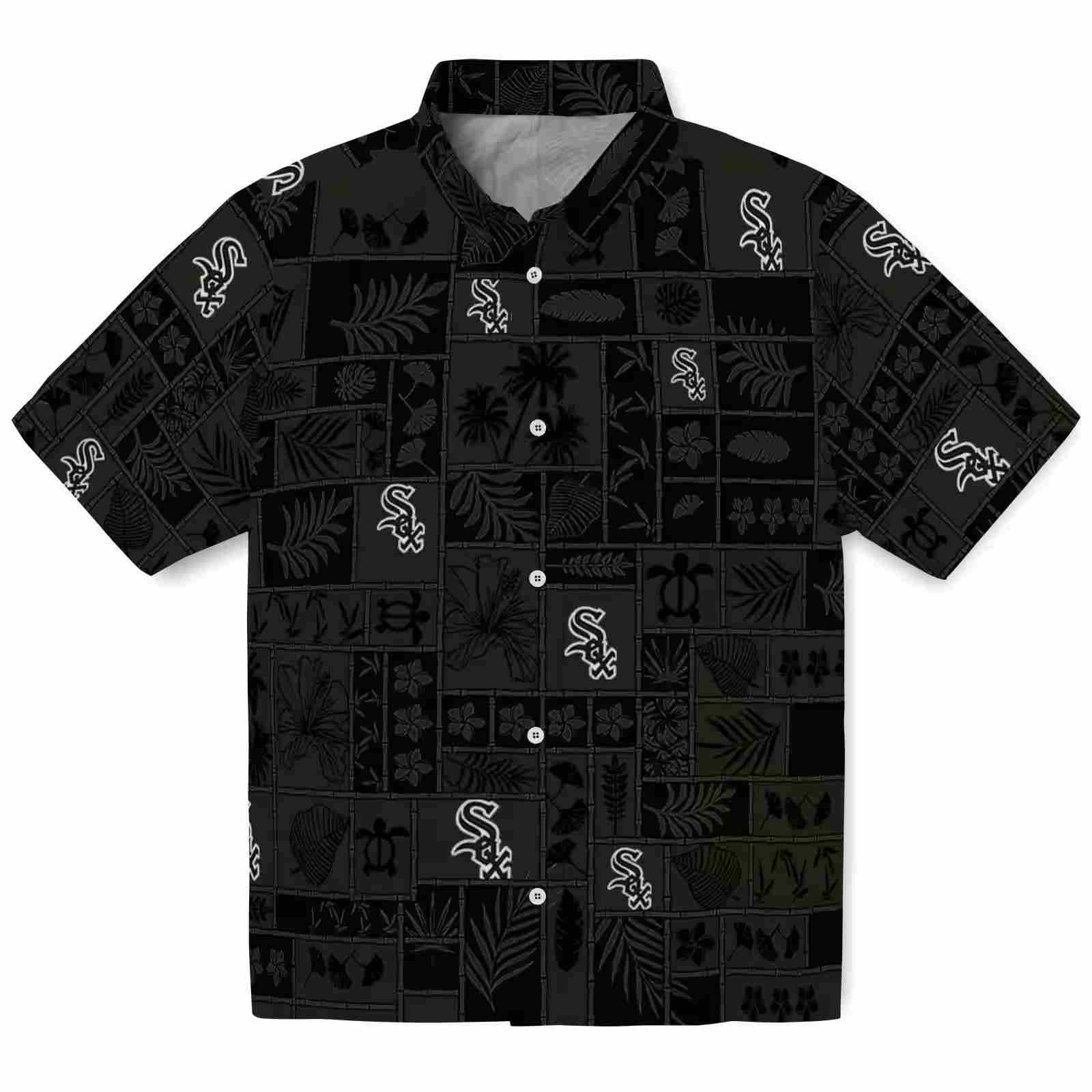 Chicago White Sox Tropical Patchwork Black Hawaiian Shirt