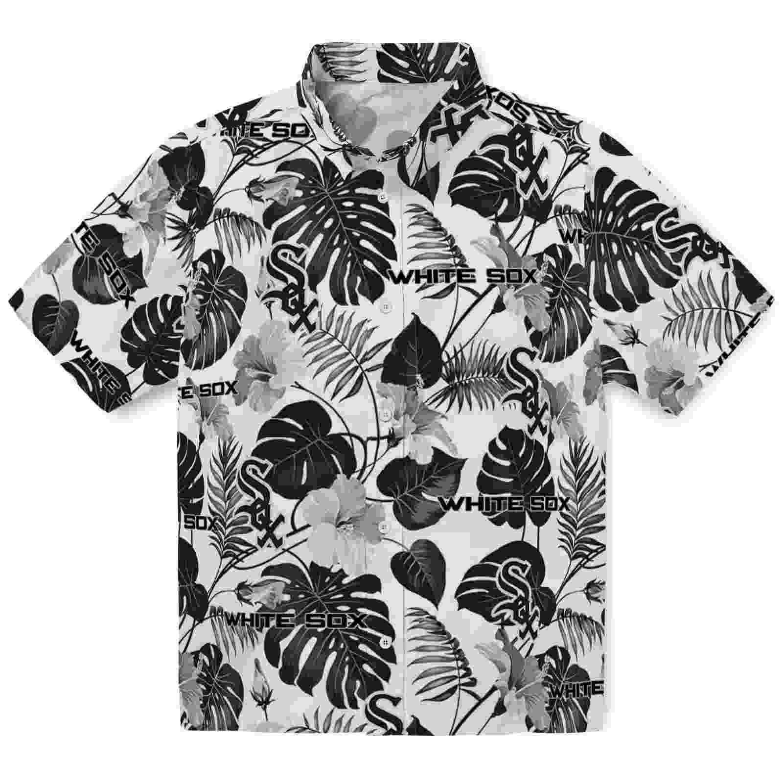 Chicago White Sox Tropical Plants Black White Hawaiian Shirt