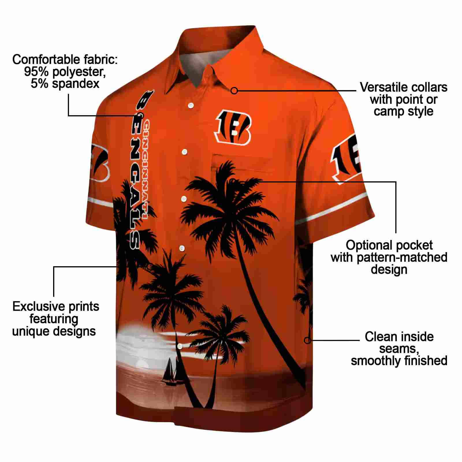 cincinnati bengals beach sunset orange black hawaiian shirt new arrival