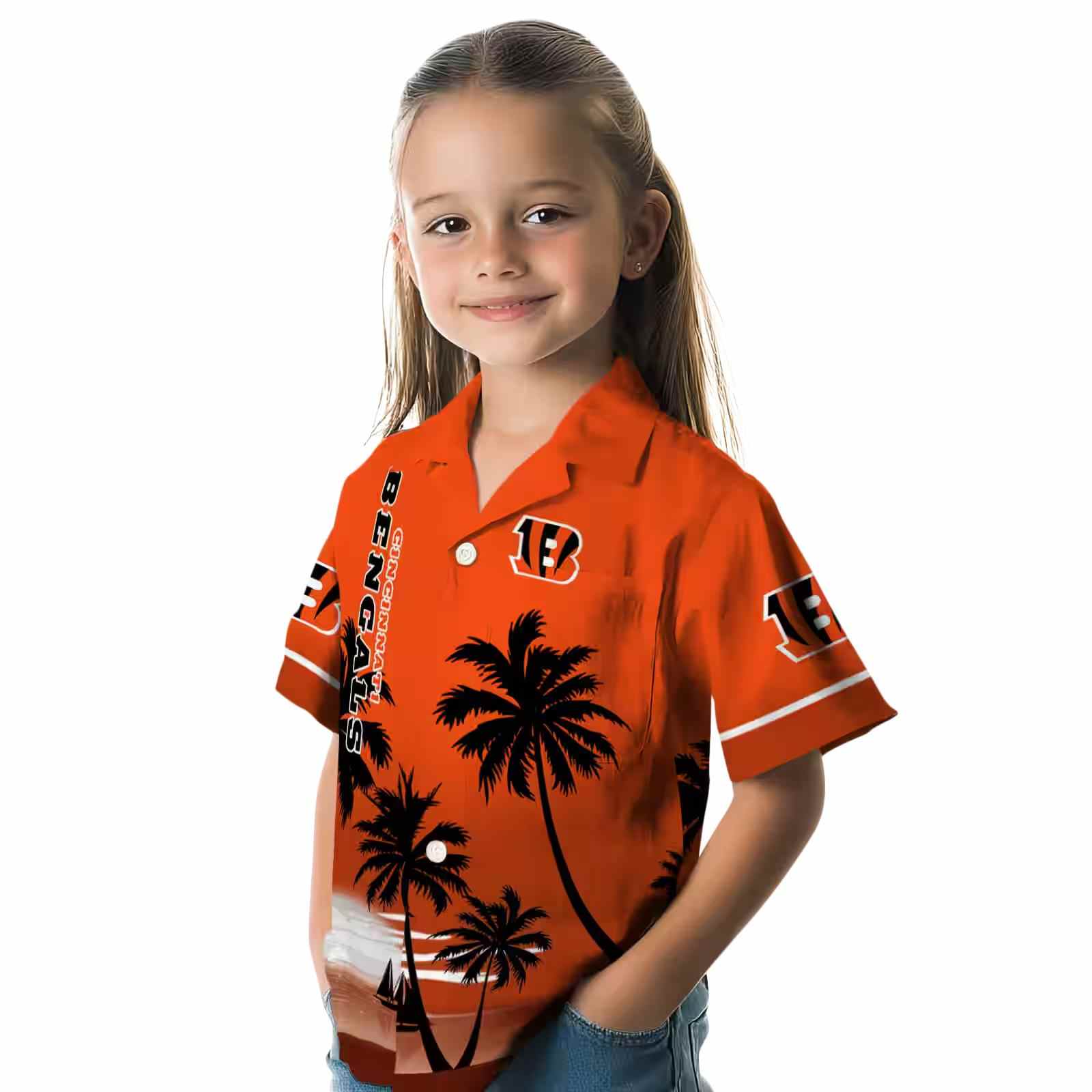 cincinnati bengals beach sunset orange black hawaiian shirt premium grade