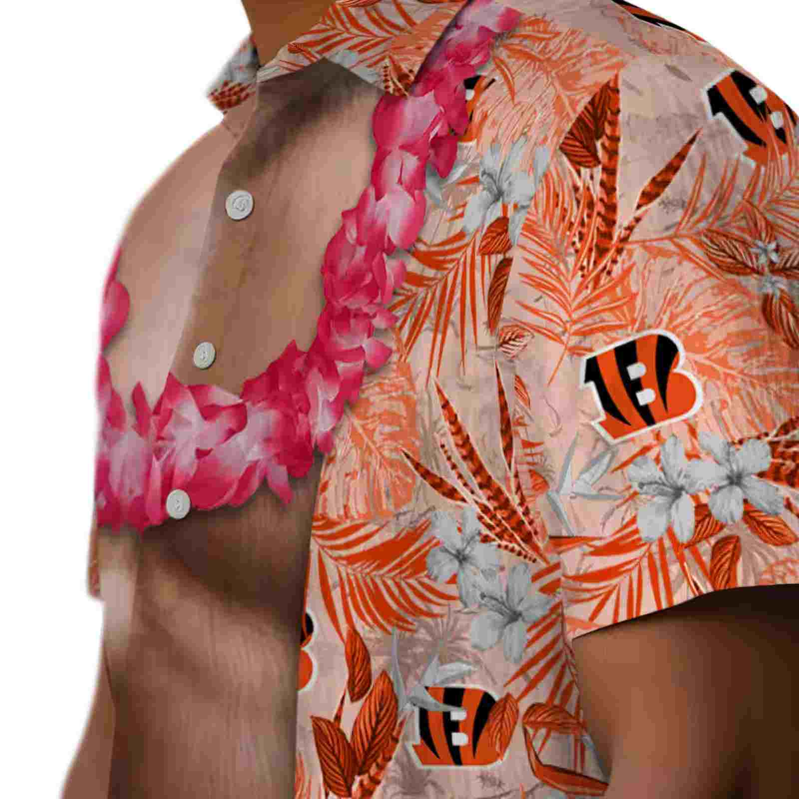 cincinnati bengals chest illusion orange hawaiian shirt trendy