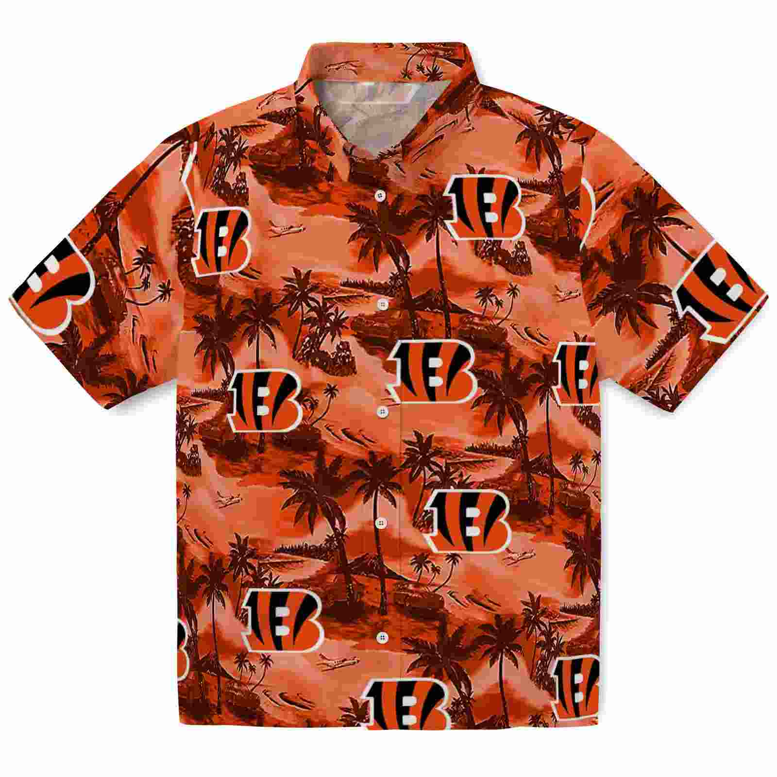 cincinnati bengals coastal palms orange hawaiian shirt best selling