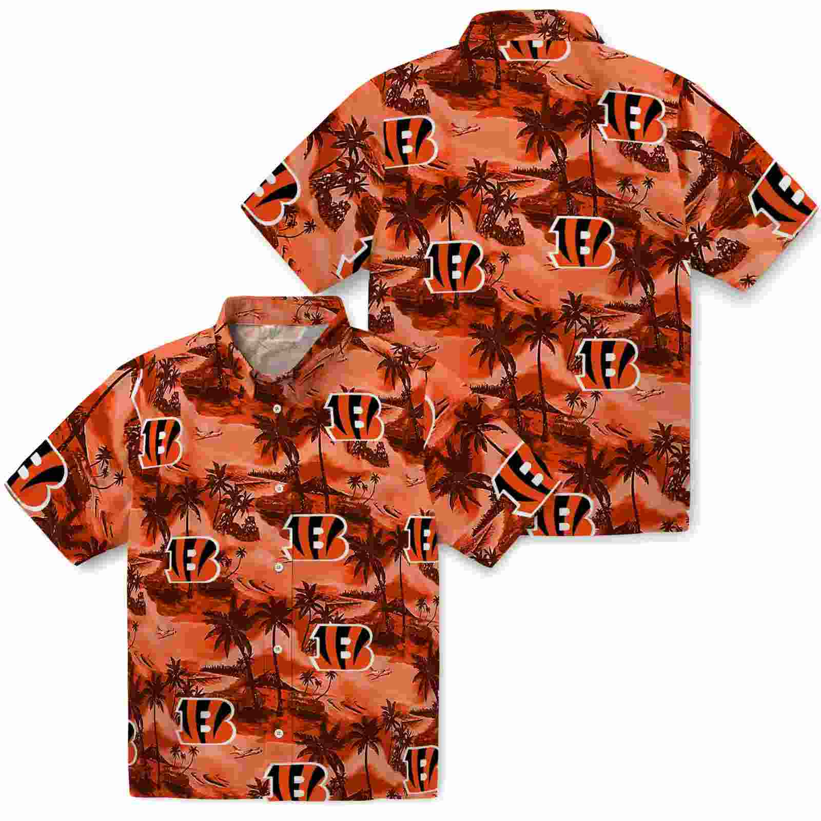 cincinnati bengals coastal palms orange hawaiian shirt high quality