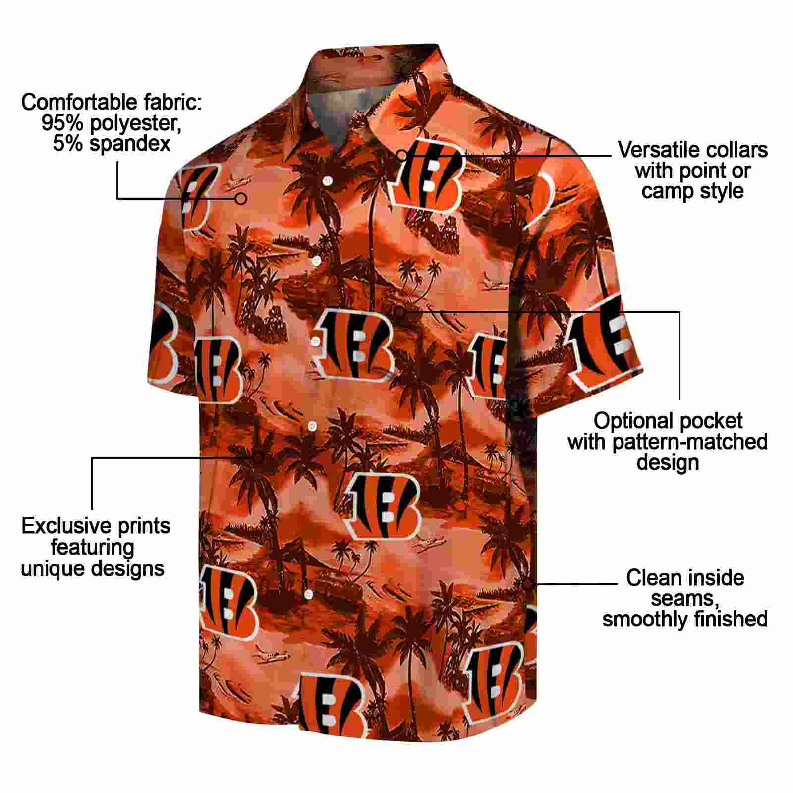 cincinnati bengals coastal palms orange hawaiian shirt new arrival