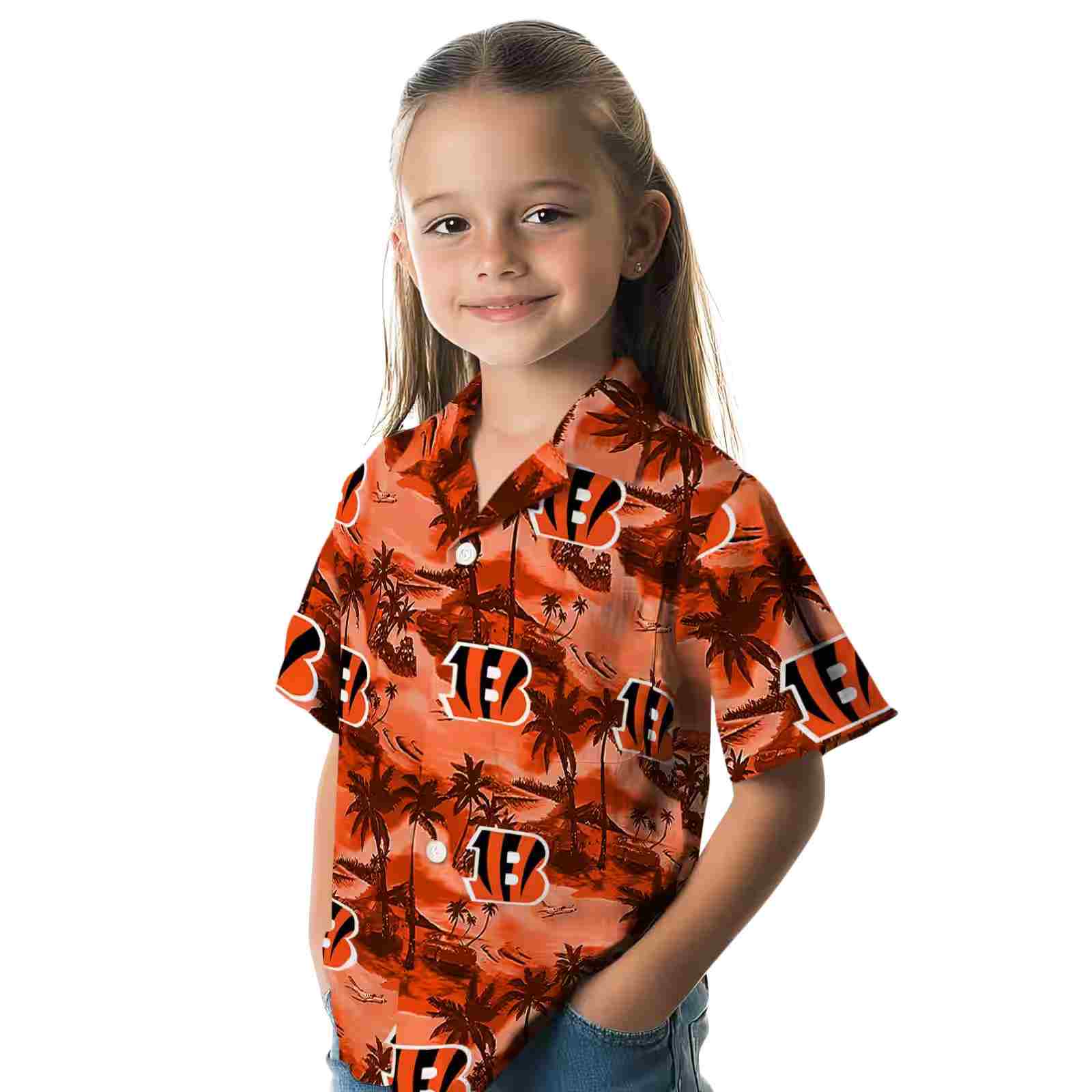 cincinnati bengals coastal palms orange hawaiian shirt premium grade