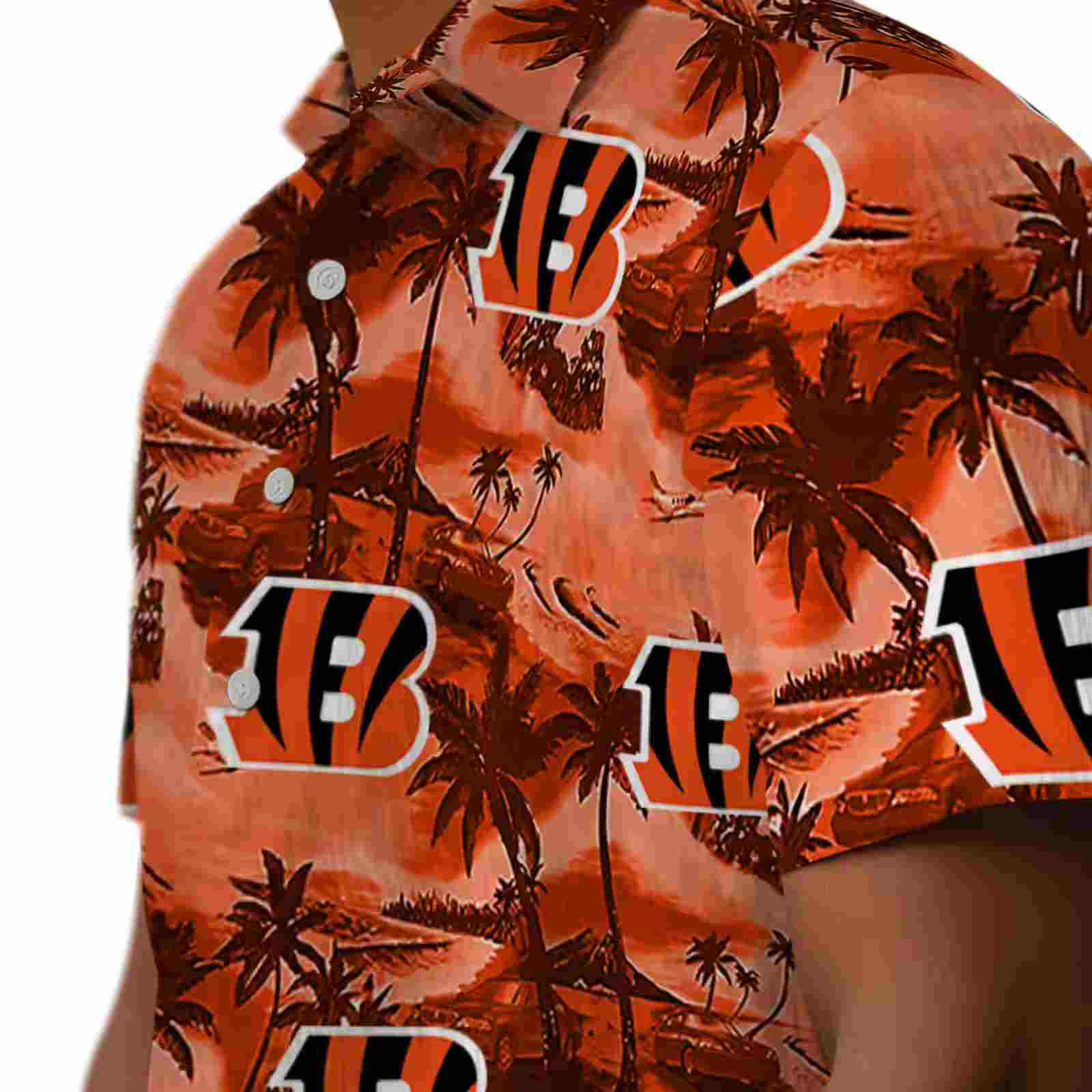 cincinnati bengals coastal palms orange hawaiian shirt trendy