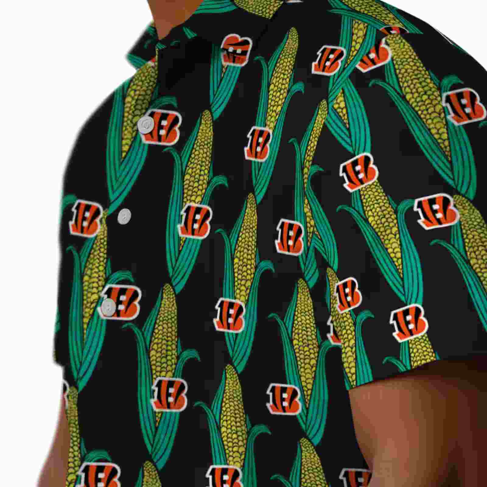 cincinnati bengals corn motifs black green hawaiian shirt trendy