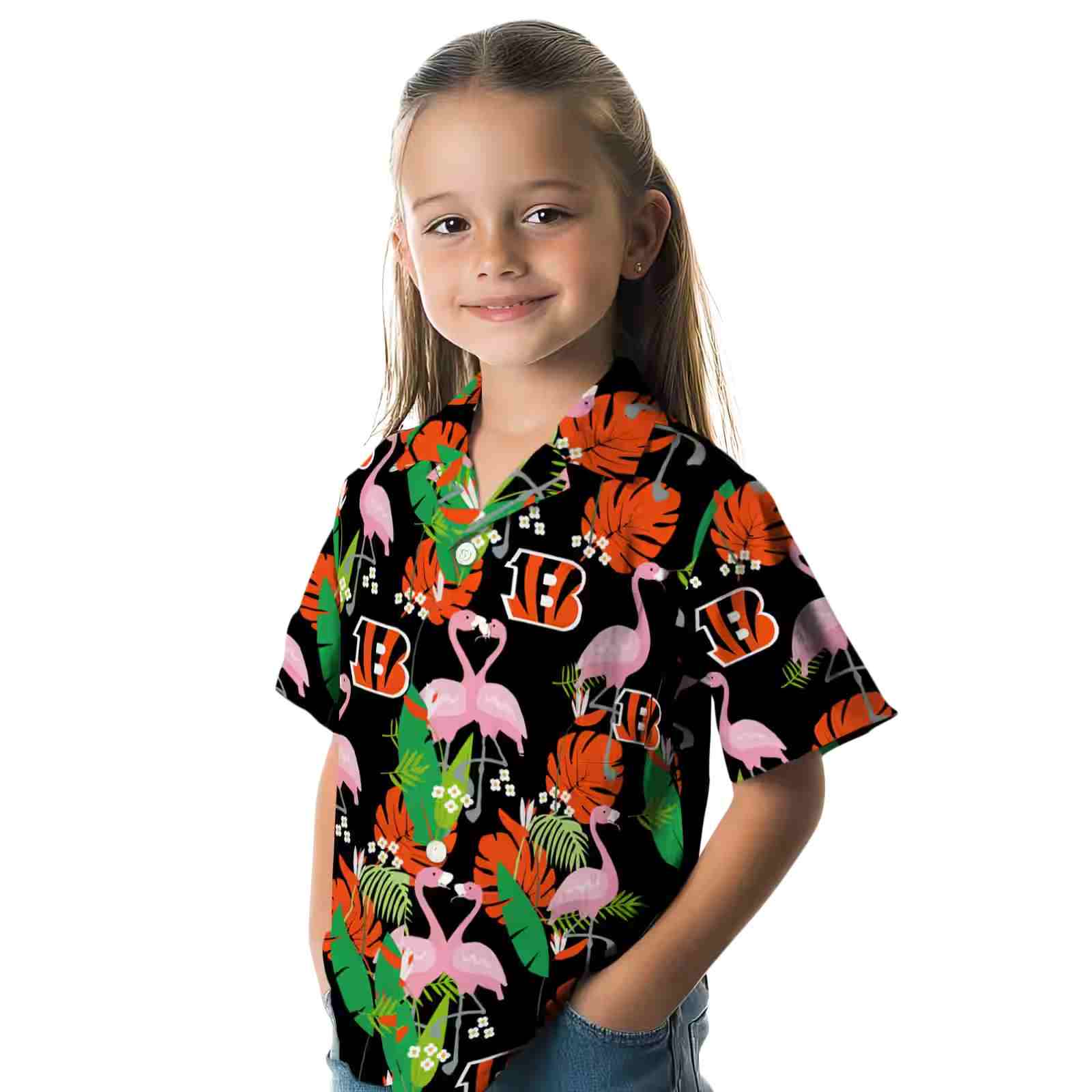 cincinnati bengals flamingo foliage orange green hawaiian shirt premium grade