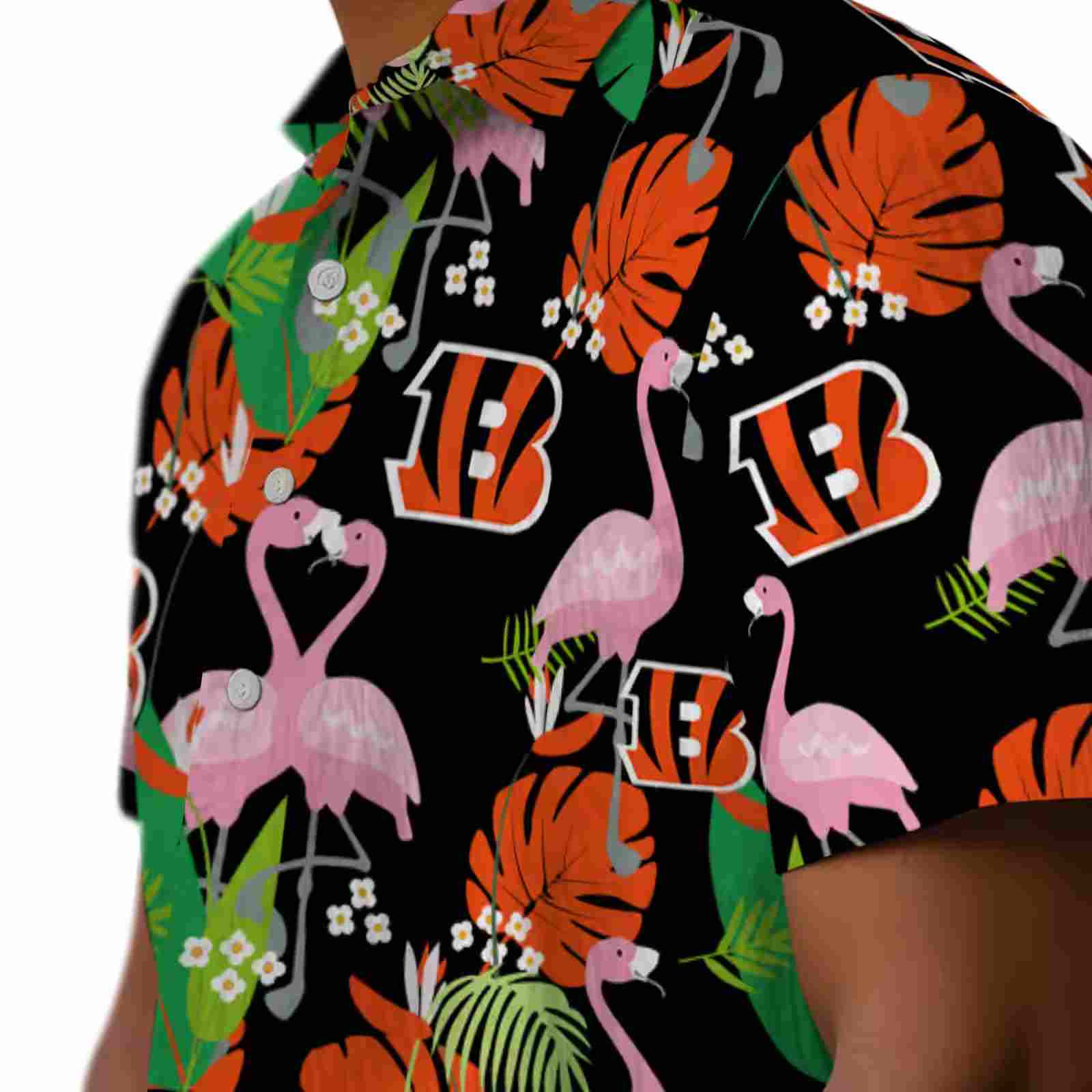 cincinnati bengals flamingo foliage orange green hawaiian shirt trendy