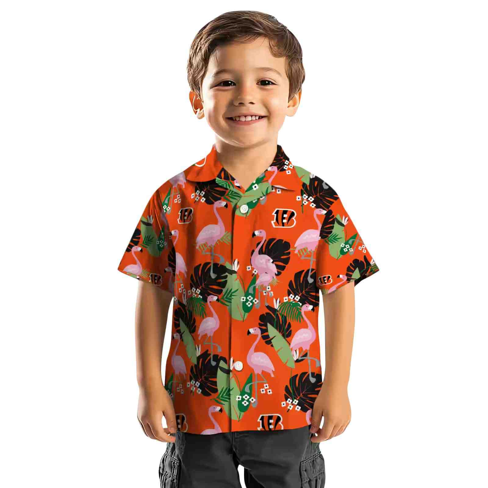 cincinnati bengals flamingo leaf motif orange hawaiian shirt top rated