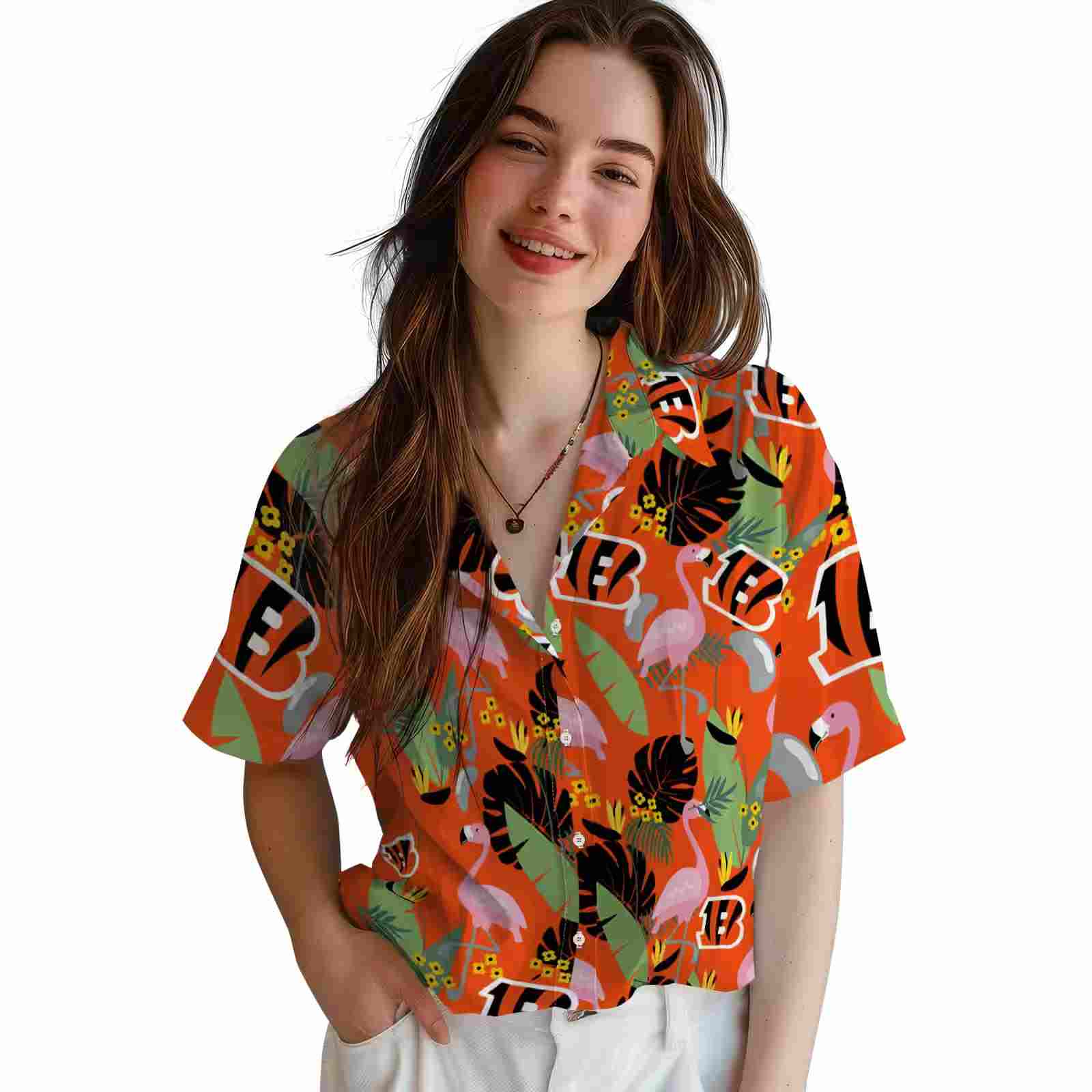 cincinnati bengals flamingo leaves orange hawaiian shirt latest model