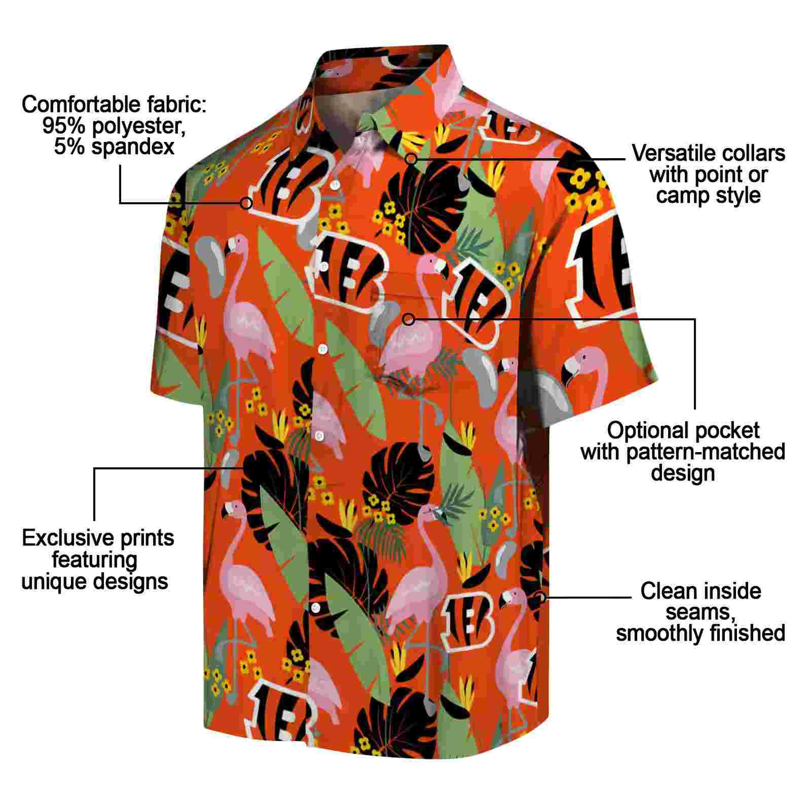 cincinnati bengals flamingo leaves orange hawaiian shirt new arrival