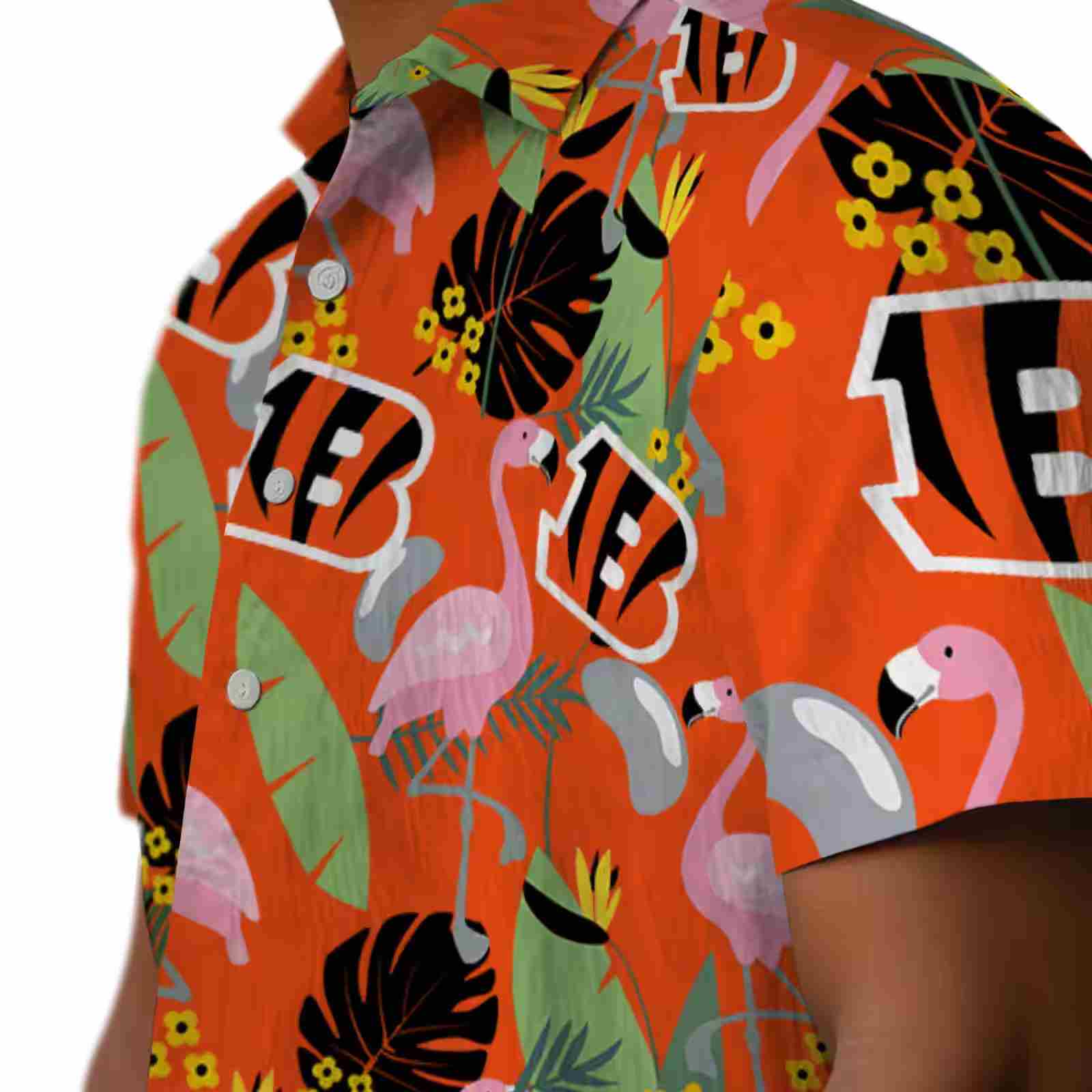 cincinnati bengals flamingo leaves orange hawaiian shirt trendy