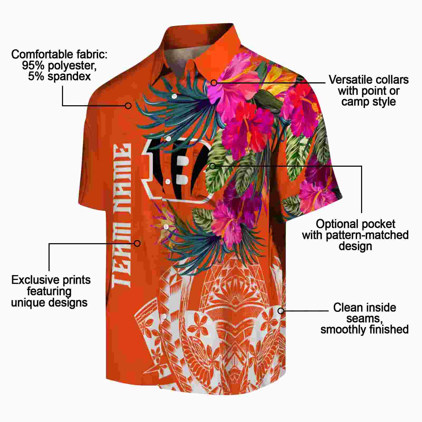 cincinnati bengals floral polynesian orange hawaiian shirt new arrival