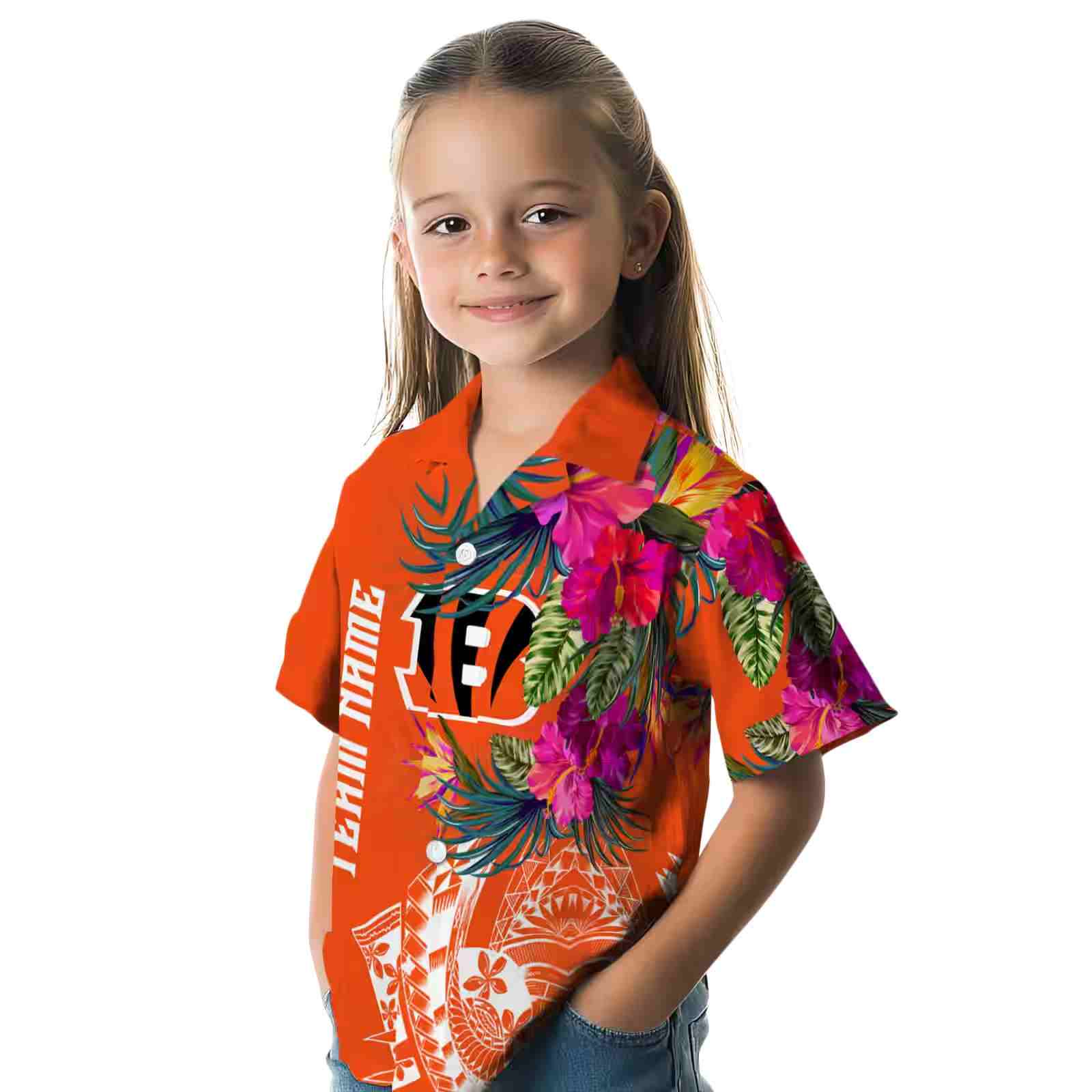 cincinnati bengals floral polynesian orange hawaiian shirt premium grade