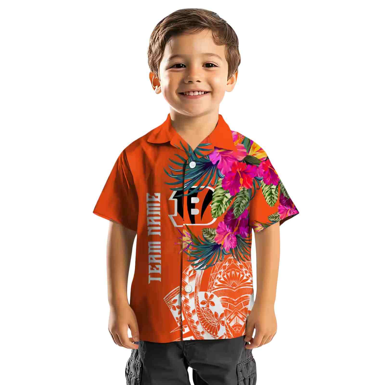 cincinnati bengals floral polynesian orange hawaiian shirt top rated