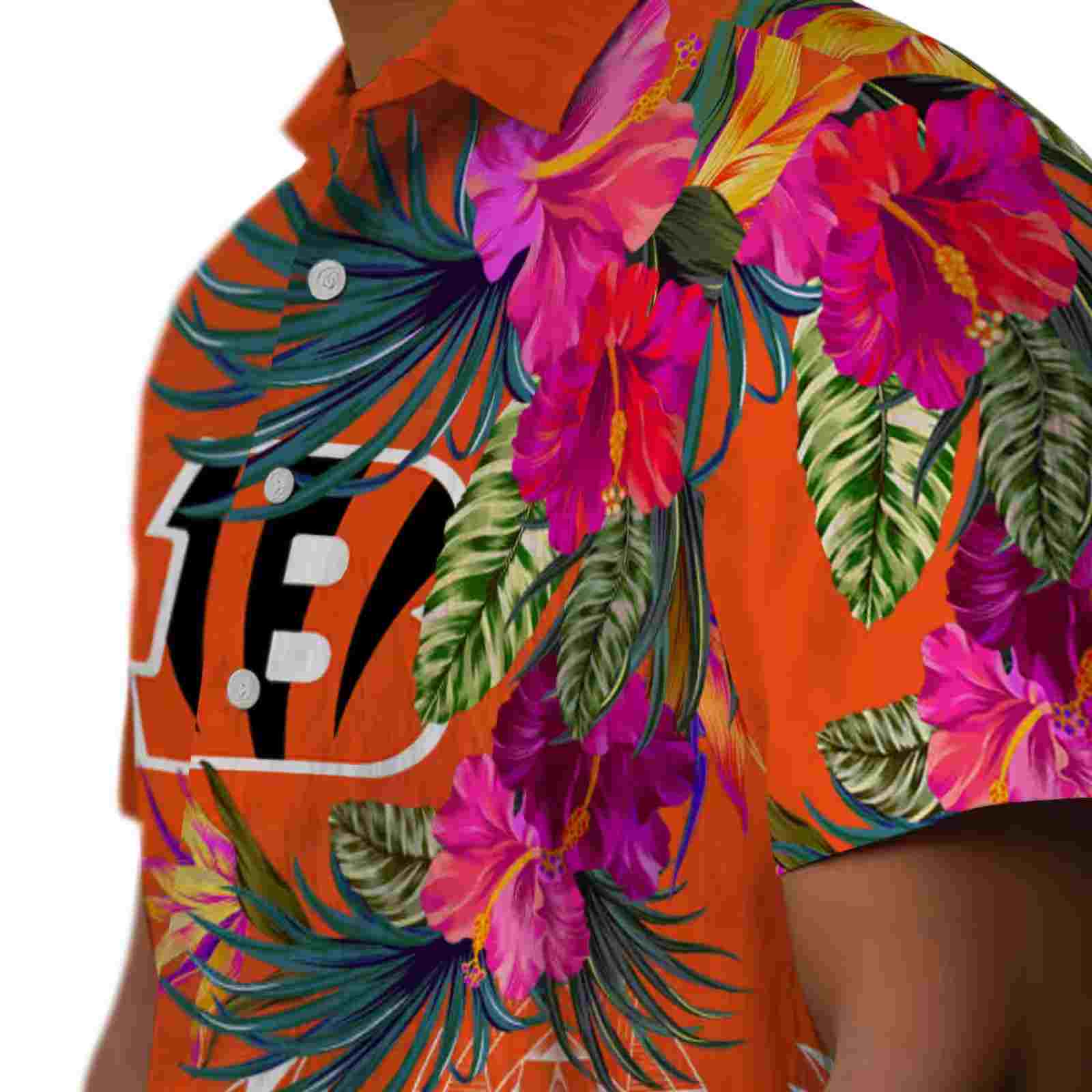 cincinnati bengals floral polynesian orange hawaiian shirt trendy