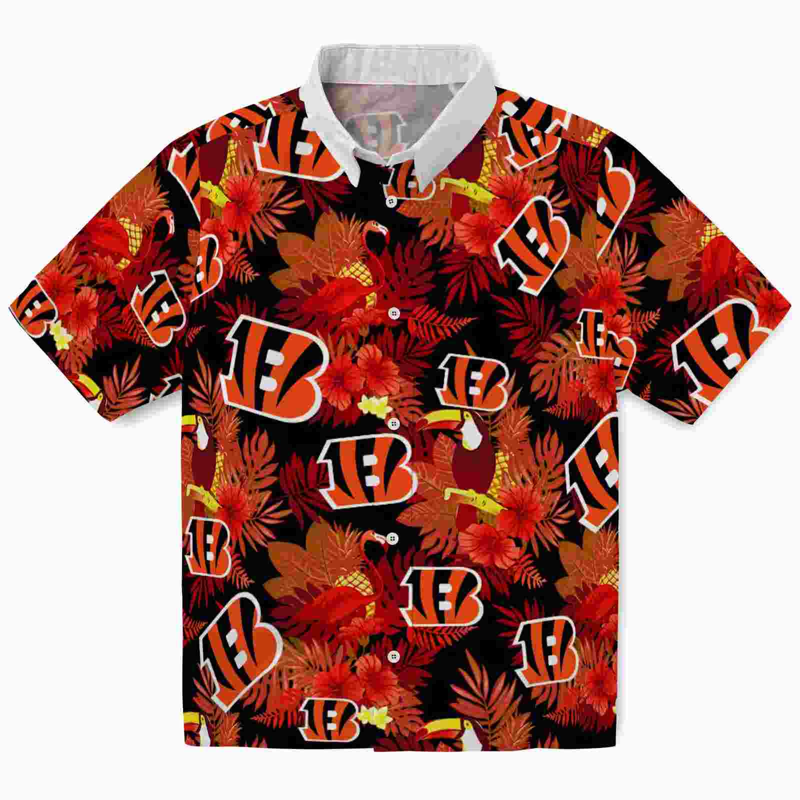 Cincinnati Bengals Floral Toucan Orange Red Hawaiian Shirt