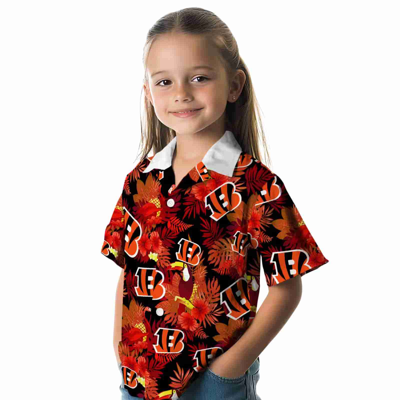 cincinnati bengals floral toucan orange red hawaiian shirt premium grade