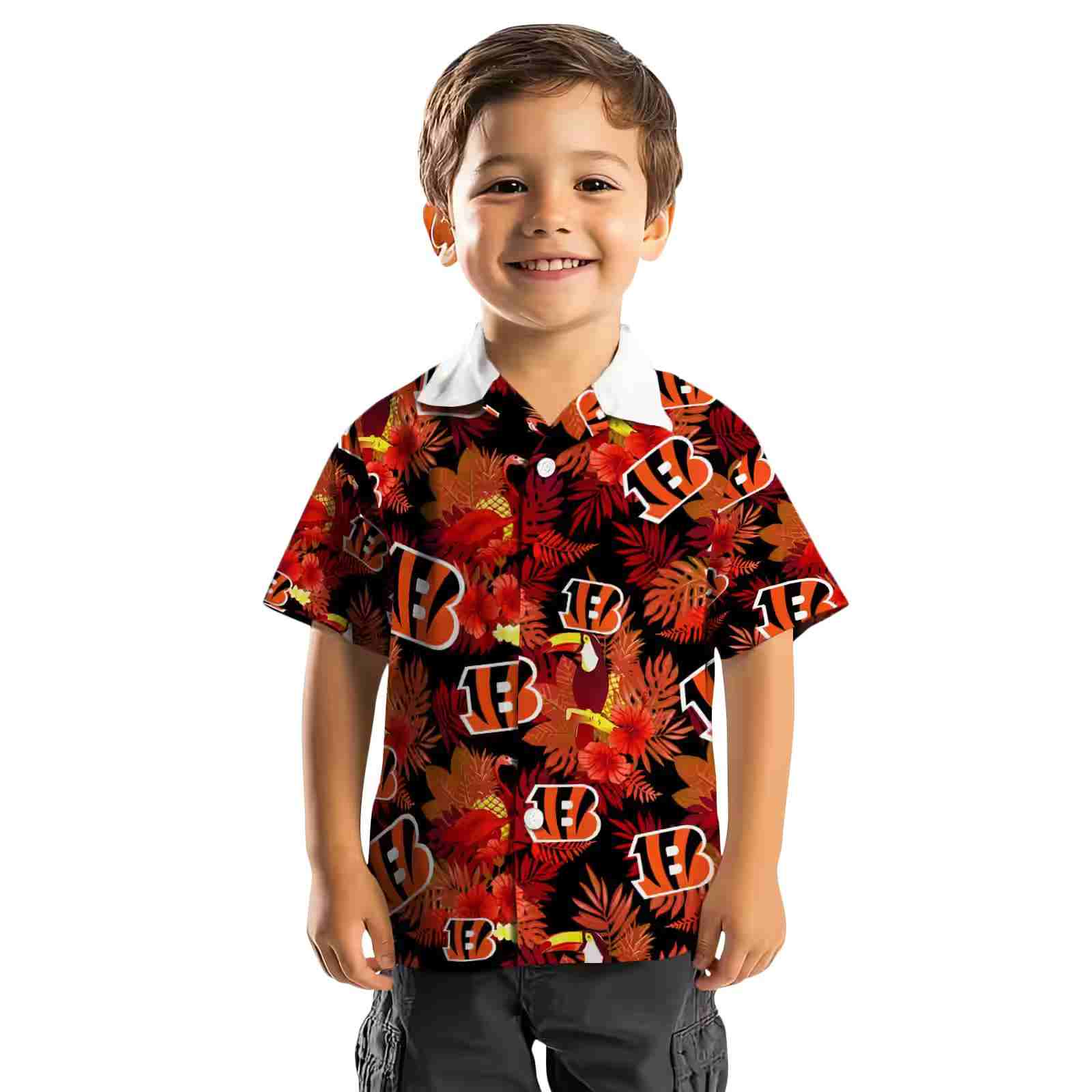 cincinnati bengals floral toucan orange red hawaiian shirt top rated