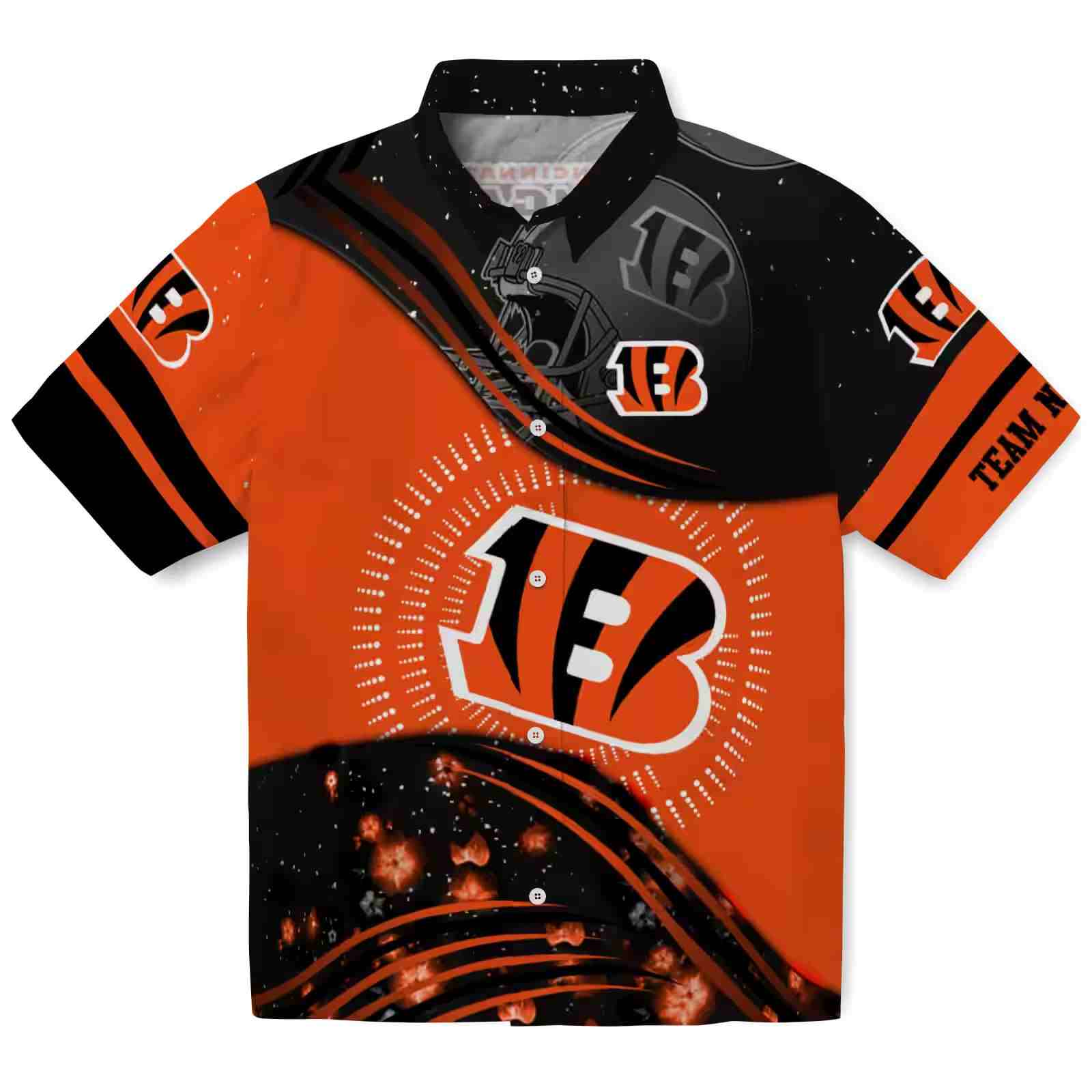 Cincinnati Bengals Football Wave Orange Black Hawaiian Shirt