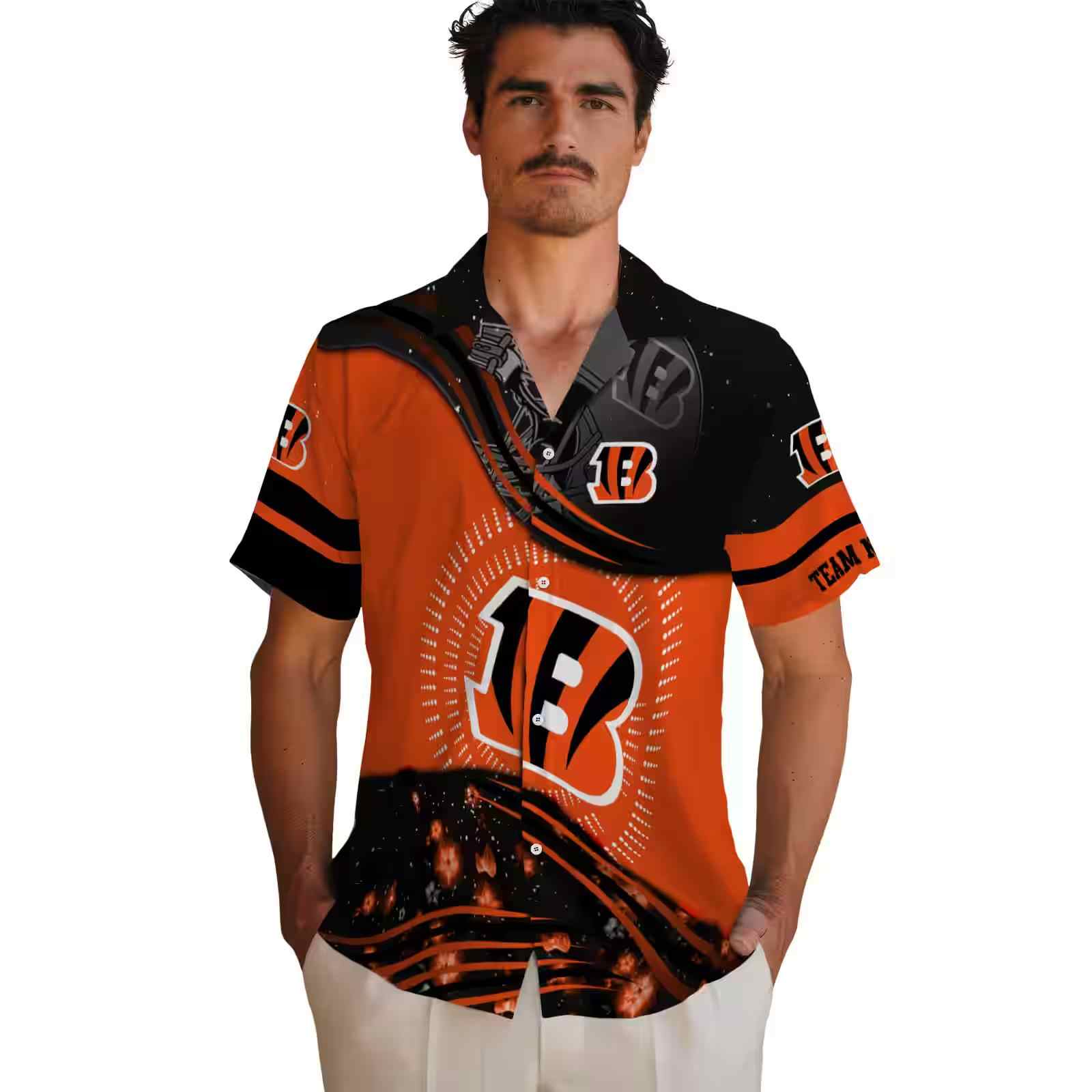 cincinnati bengals football wave orange black hawaiian shirt fashion forward