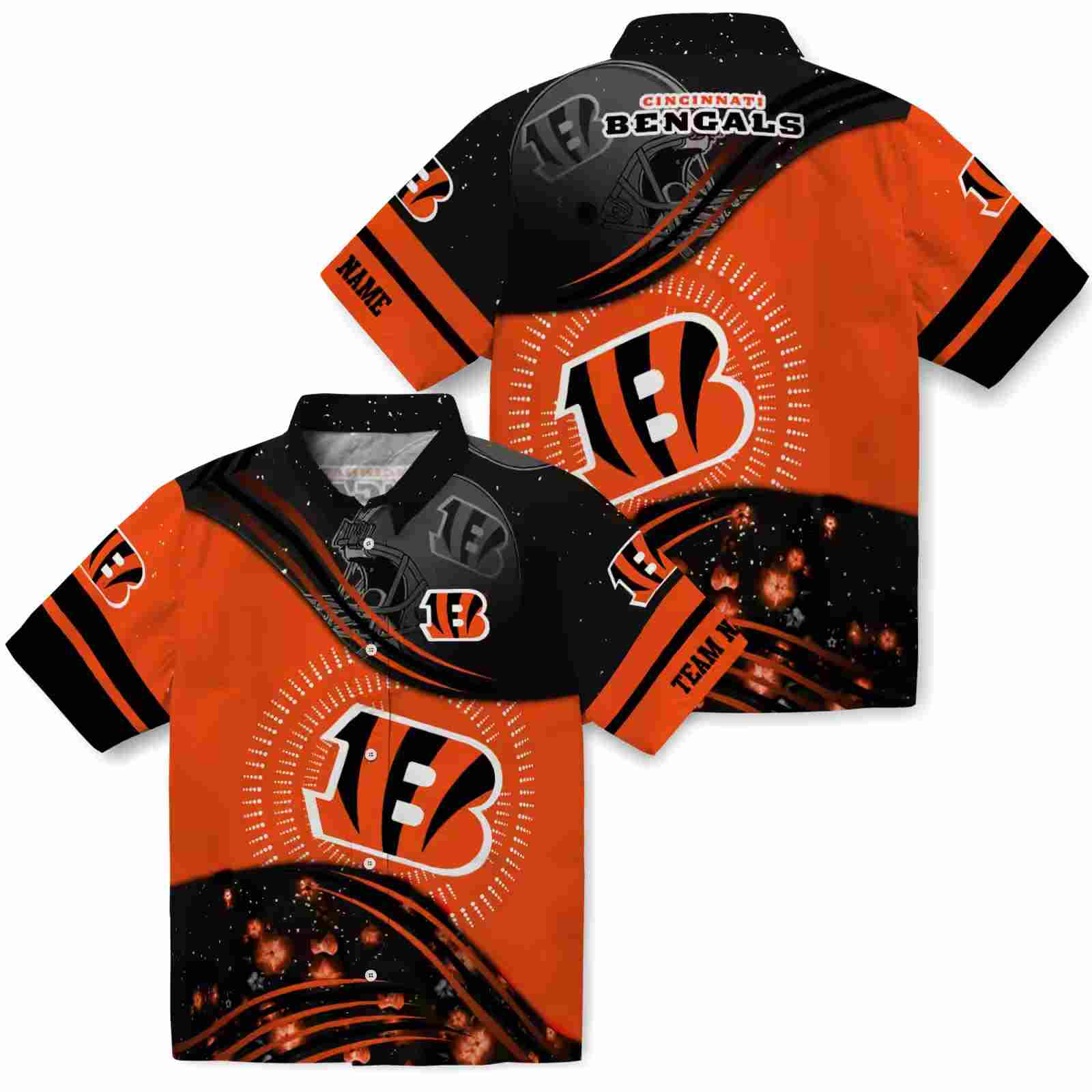 cincinnati bengals football wave orange black hawaiian shirt high quality