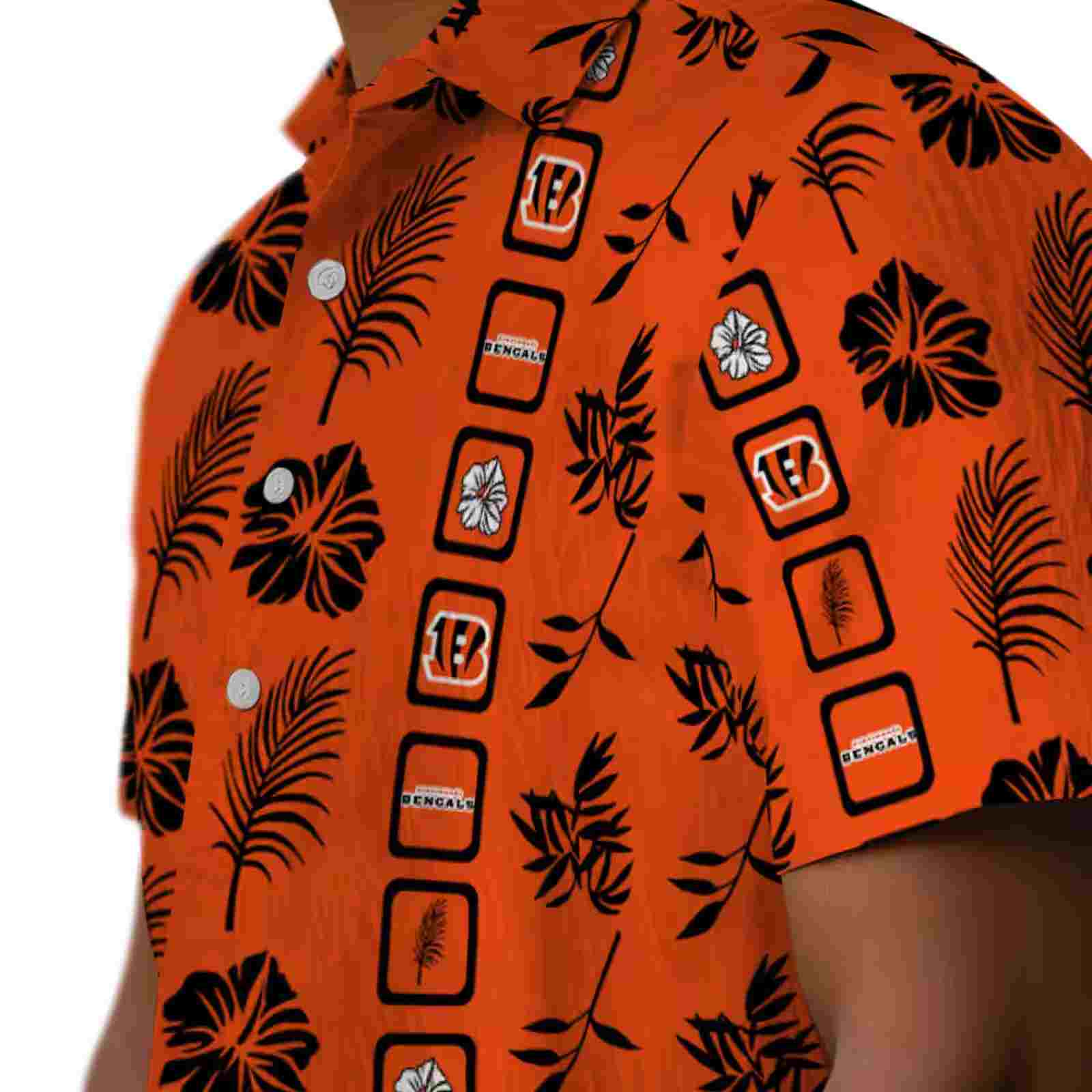 cincinnati bengals framed floral orange hawaiian shirt trendy