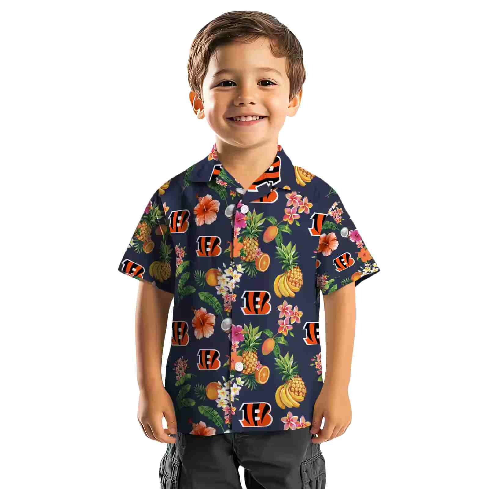 cincinnati bengals hibiscus and fruit navy blue hawaiian shirt top rated