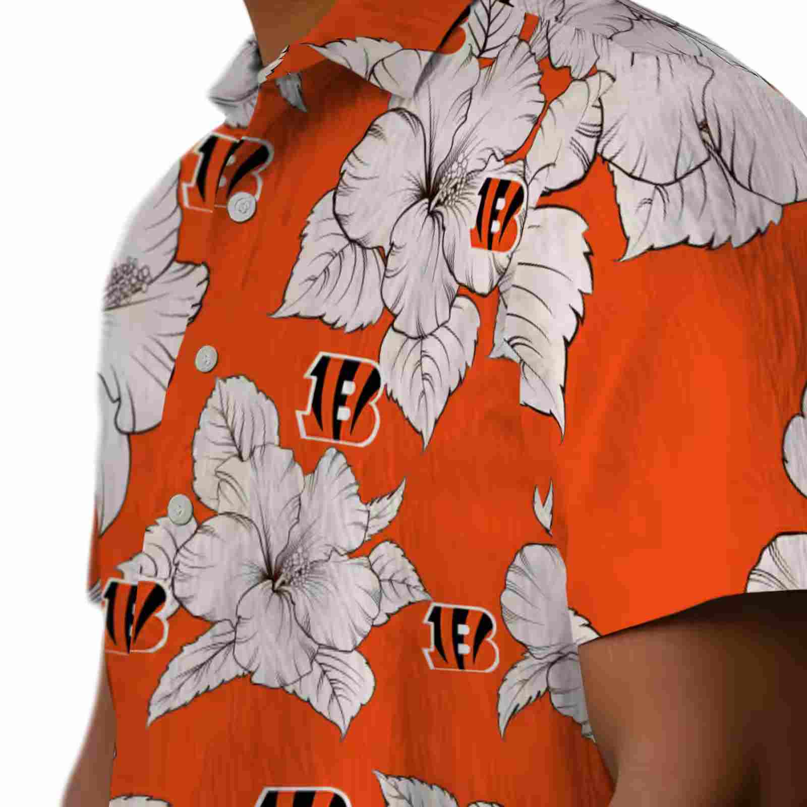 cincinnati bengals hibiscus blooms orange white hawaiian shirt trendy