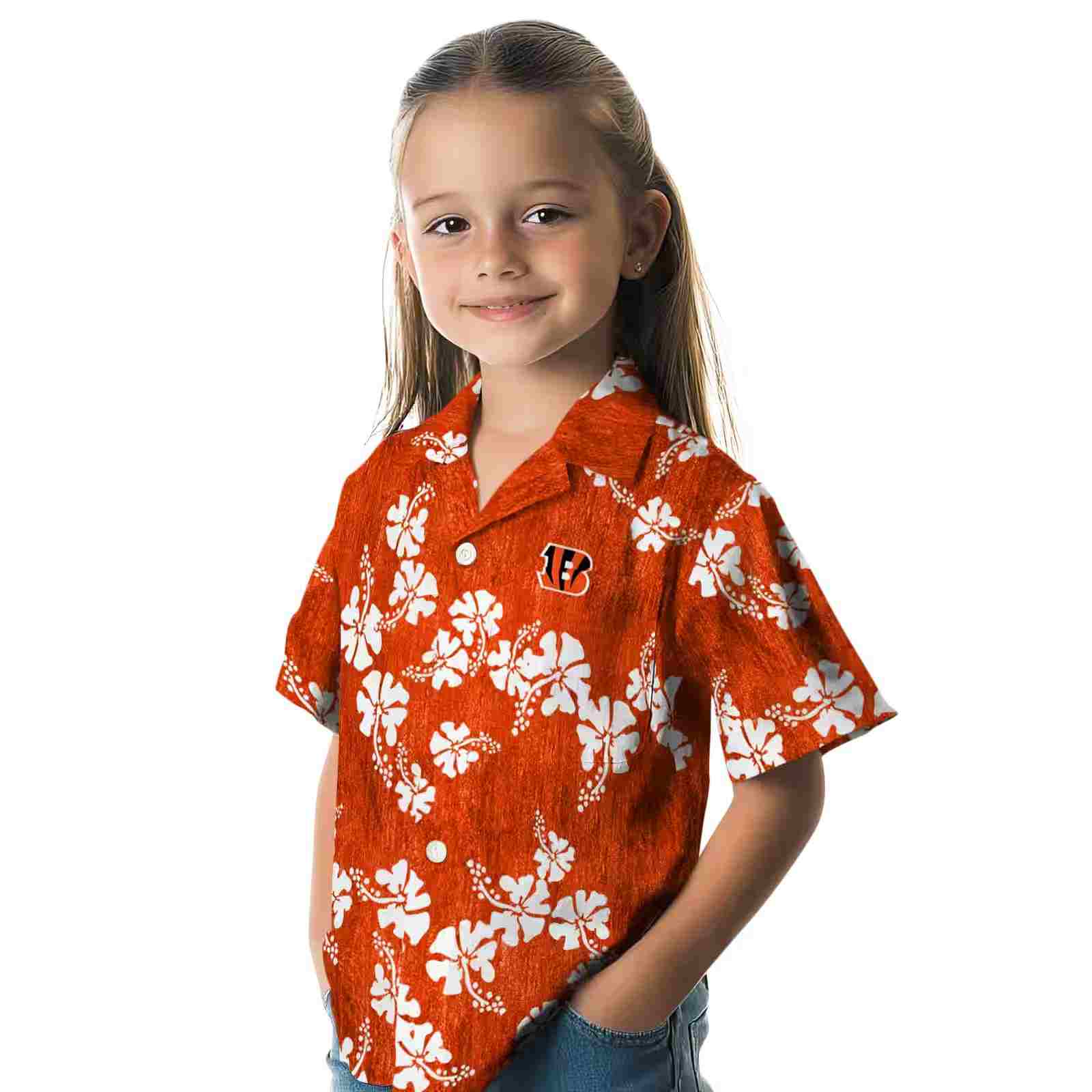 cincinnati bengals hibiscus clusters orange hawaiian shirt premium grade