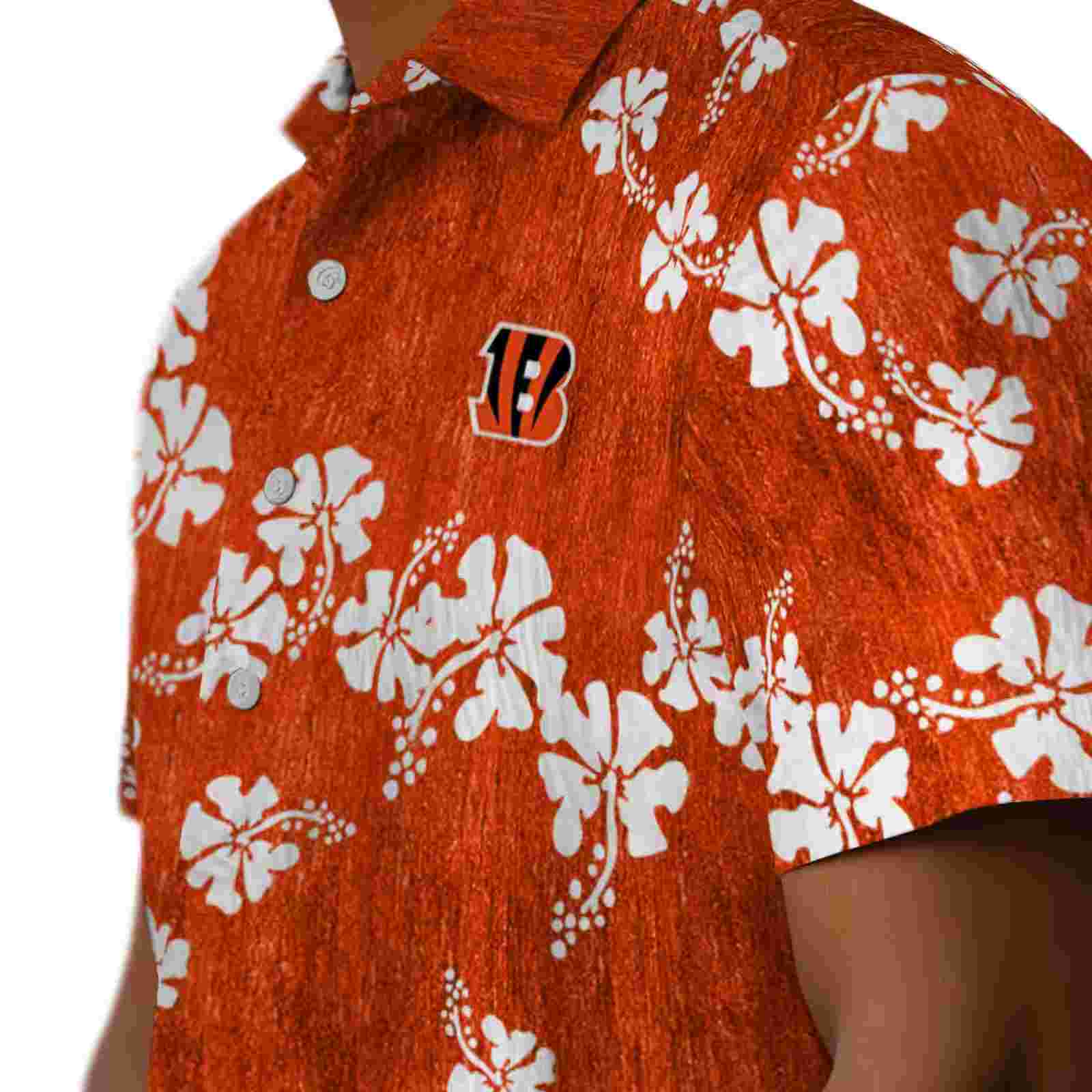 cincinnati bengals hibiscus clusters orange hawaiian shirt trendy