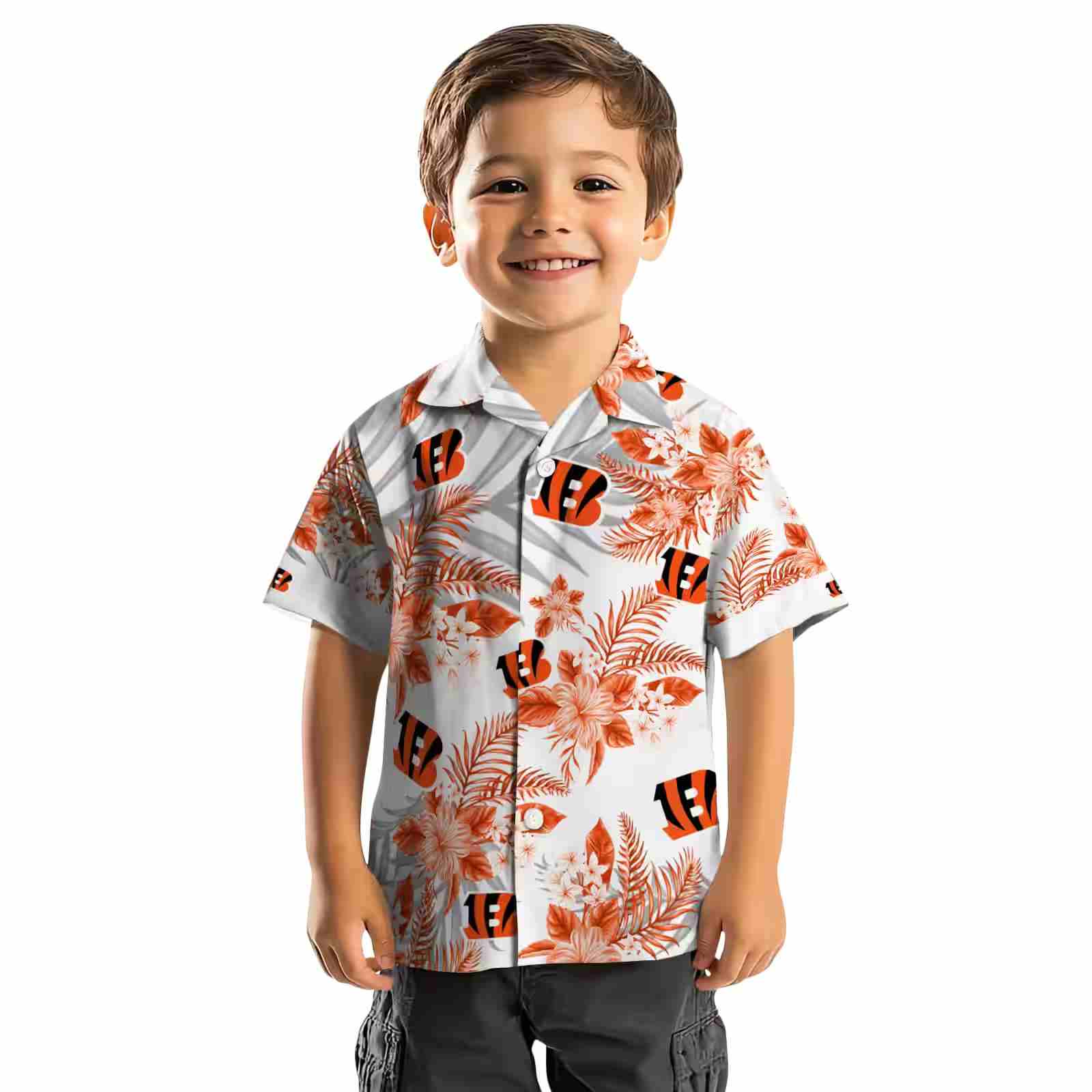 cincinnati bengals hibiscus palm leaves orange white hawaiian shirt top rated