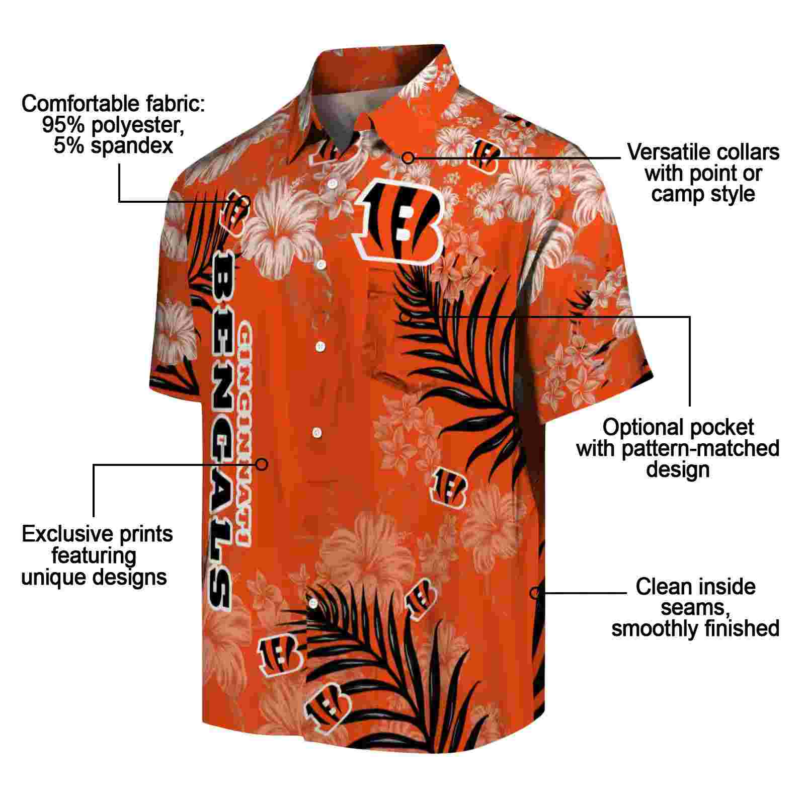 cincinnati bengals hibiscus print orange hawaiian shirt new arrival