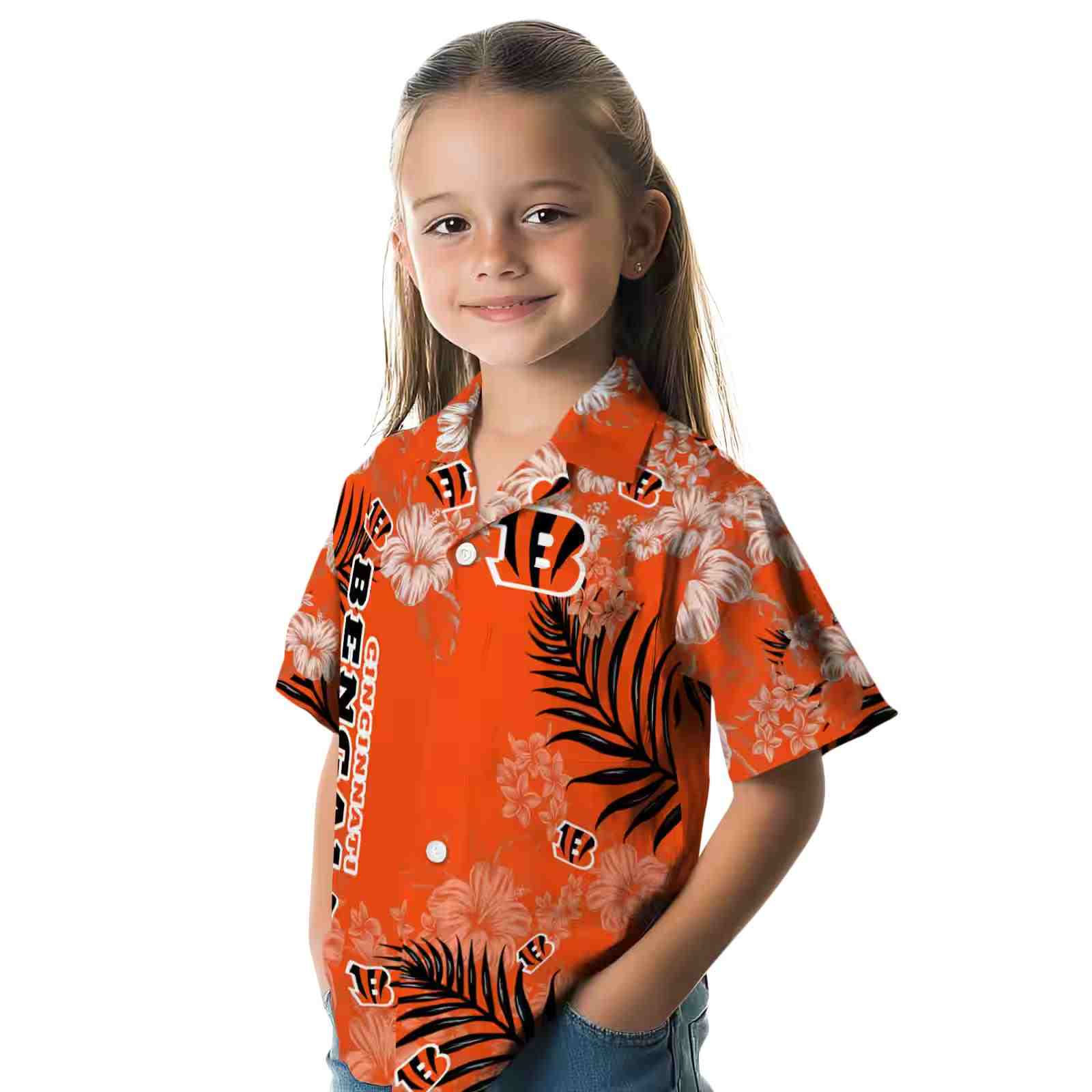 cincinnati bengals hibiscus print orange hawaiian shirt premium grade