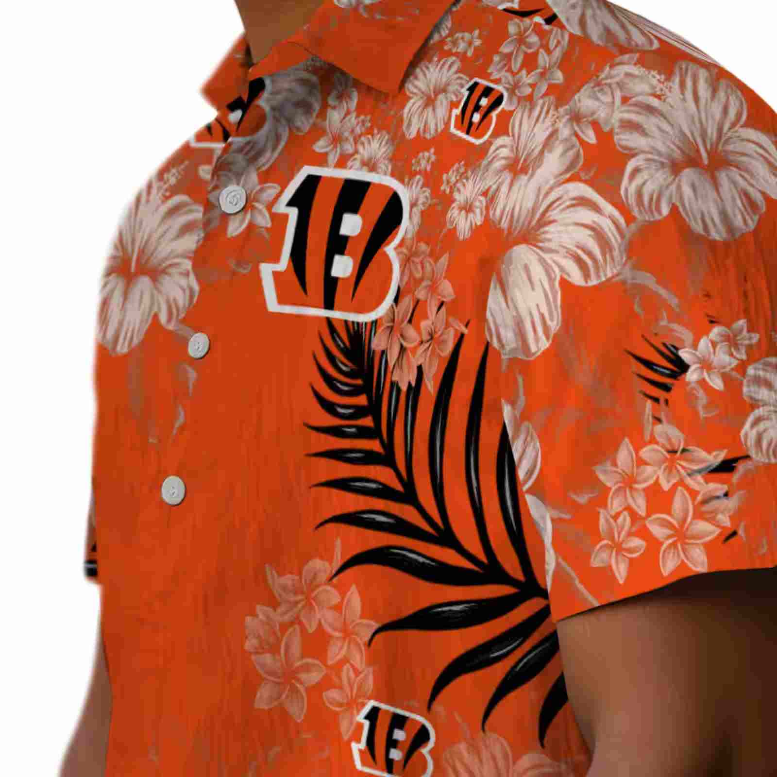 cincinnati bengals hibiscus print orange hawaiian shirt trendy