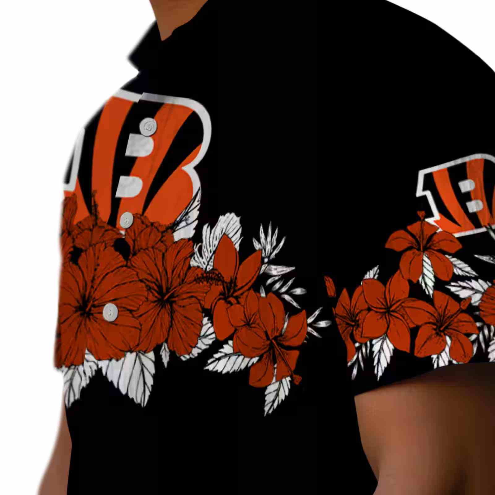 cincinnati bengals hibiscus stripe orange black hawaiian shirt trendy