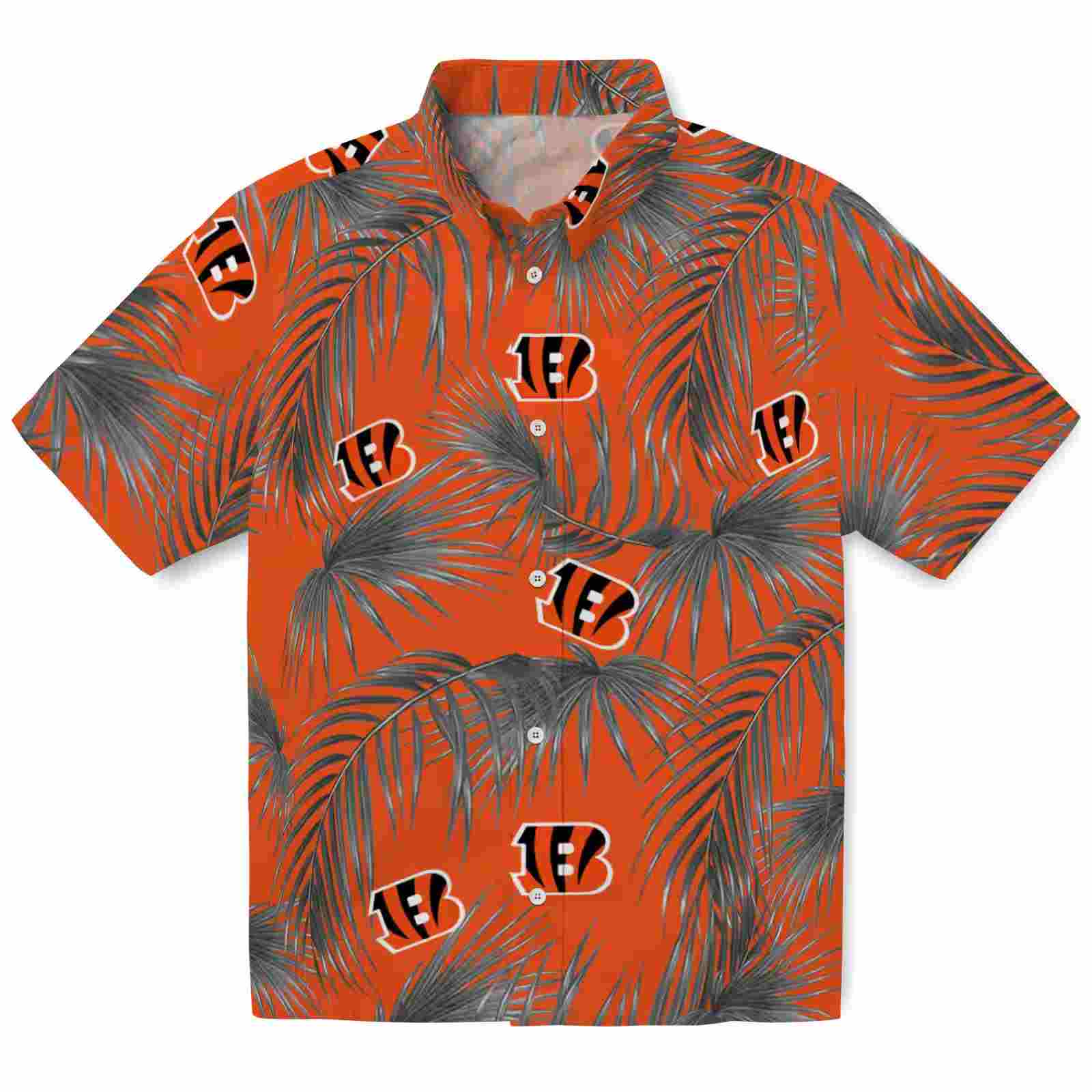 Cincinnati Bengals Leafy Palms Orange Hawaiian Shirt