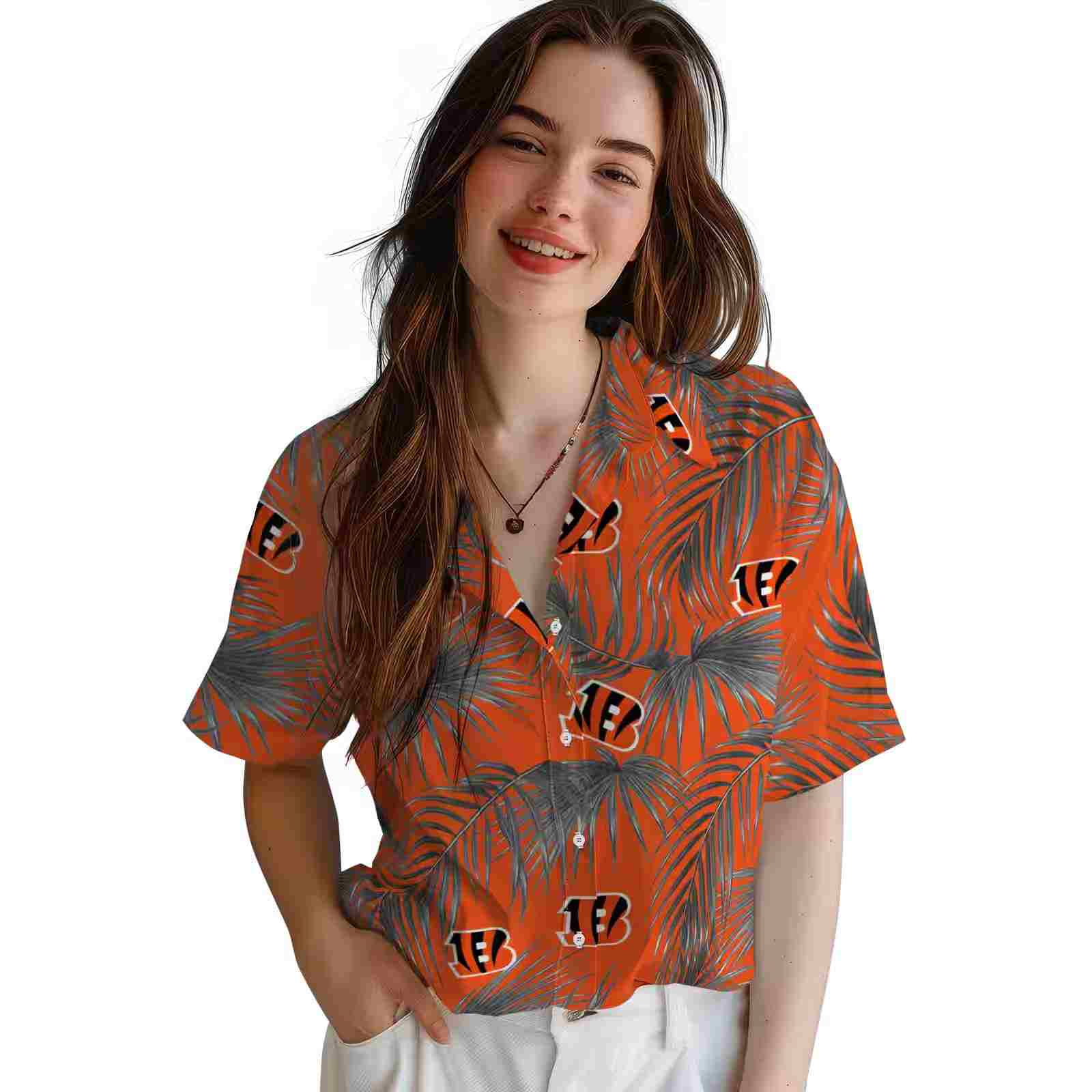 cincinnati bengals leafy palms orange hawaiian shirt latest model