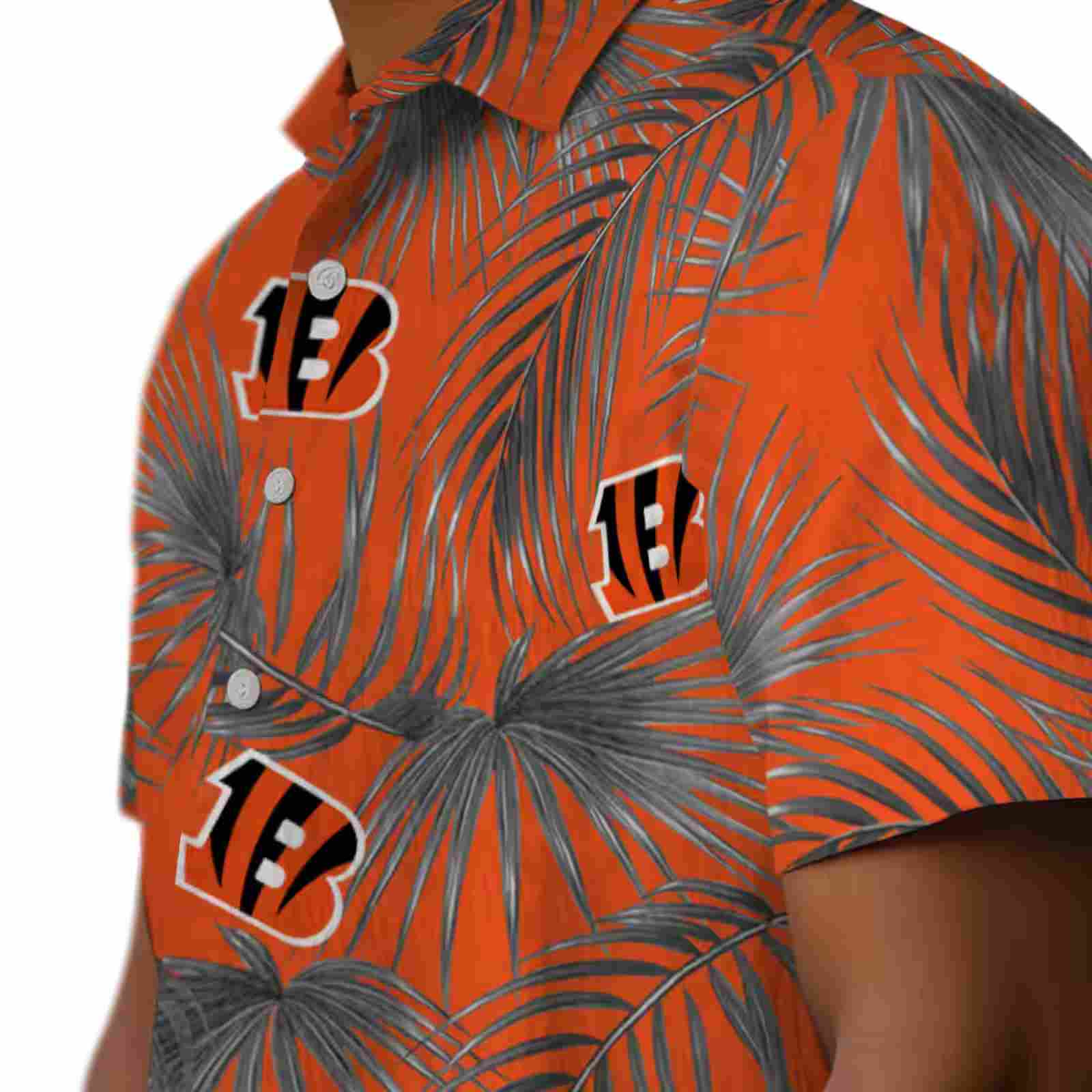 cincinnati bengals leafy palms orange hawaiian shirt trendy