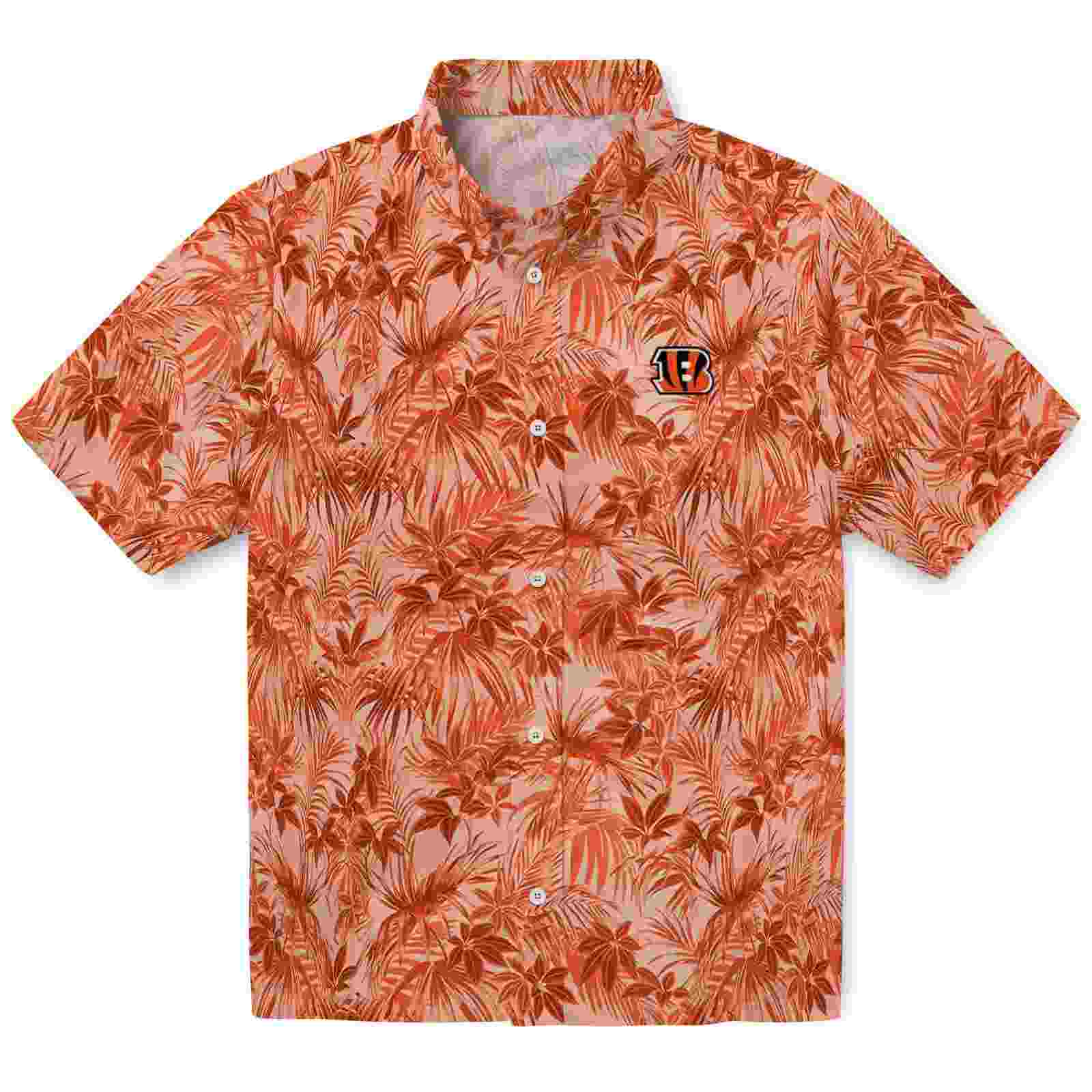 Cincinnati Bengals Leafy Pattern Orange Hawaiian Shirt