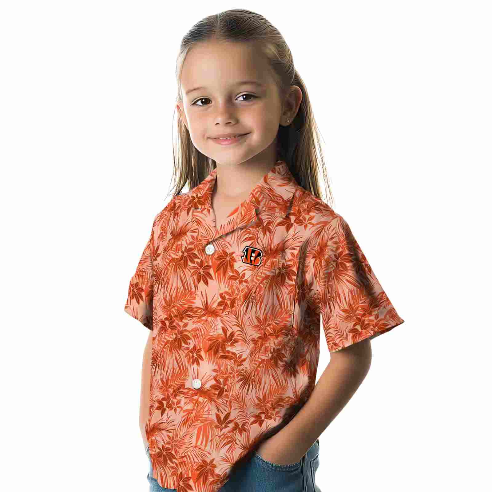 cincinnati bengals leafy pattern orange hawaiian shirt premium grade